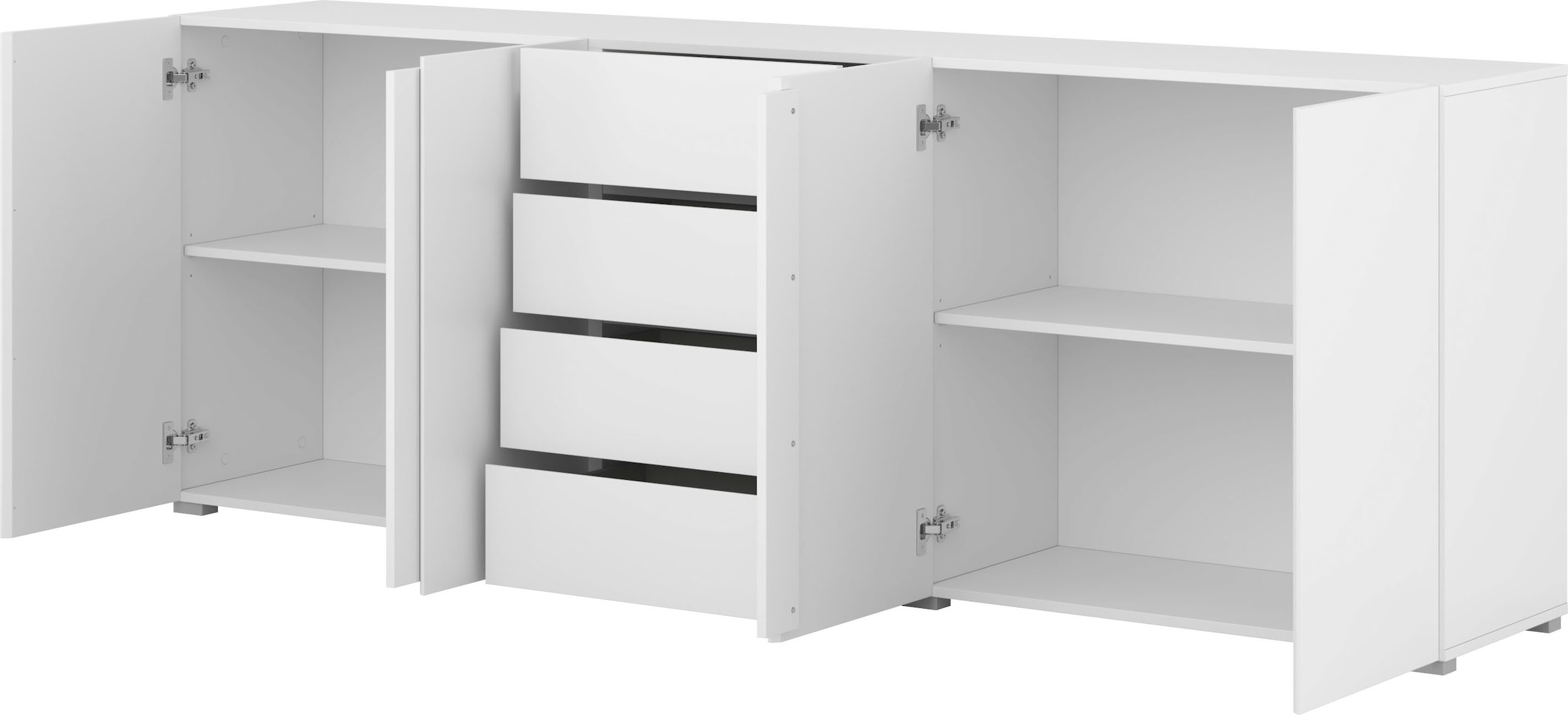 GOODproduct Sideboard »Metric,Breite 222 cm, grifflose Kommode 4 Türen/4 Schubkästen« Schubladenschrank mit viel Stauraum, Einlegeböden verstellbar
