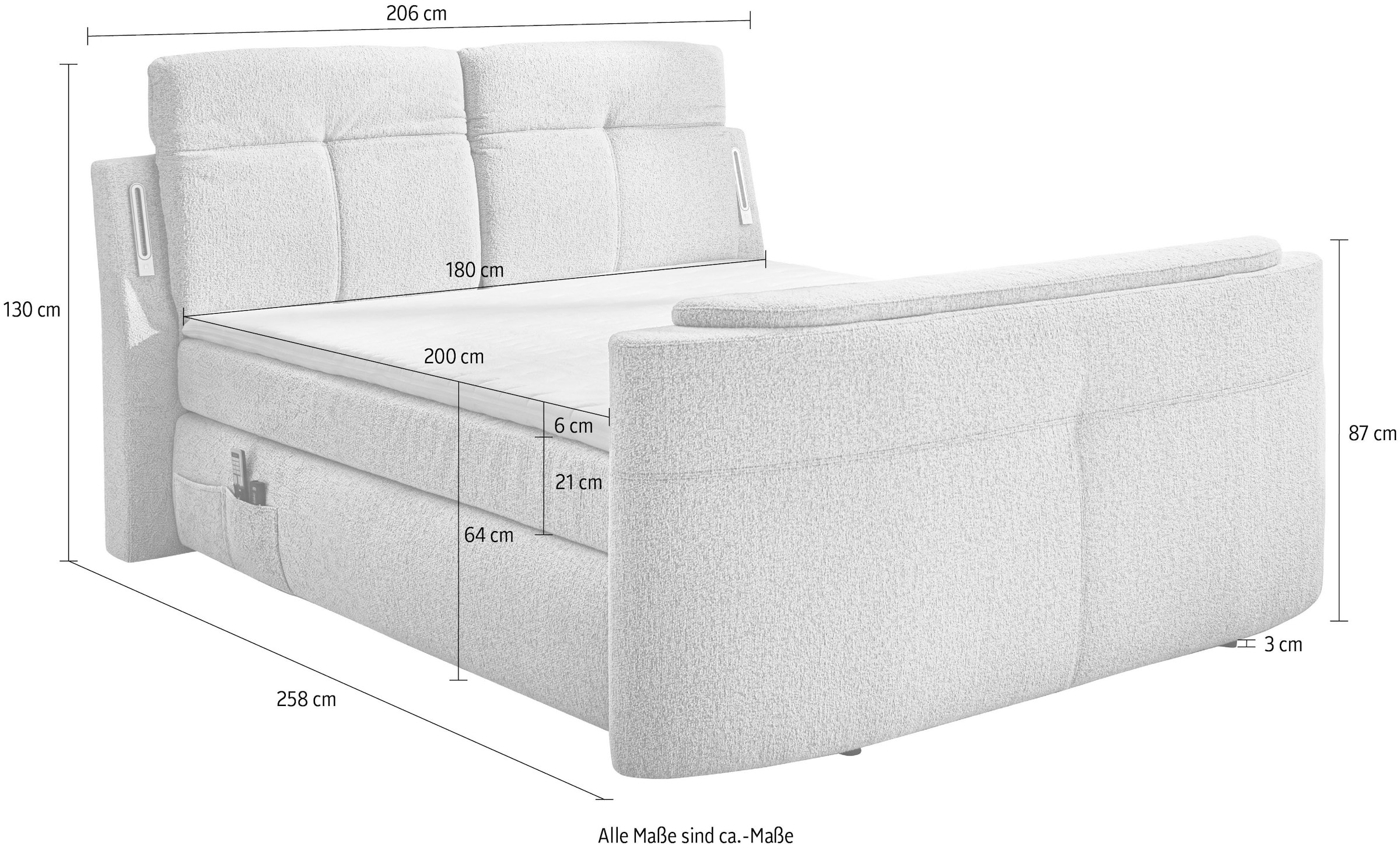 Jockenhöfer Gruppe Boxspringbett »Movie Star in der Grösse 180x200cm« mit versenkbarem TV-Lift und Fernbedienung, verstellbare Kopfstützen