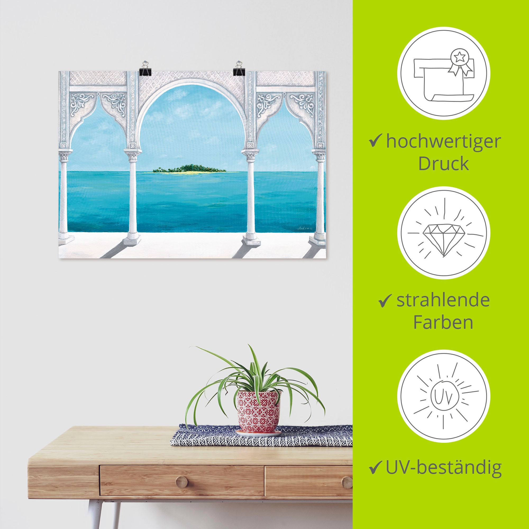 Artland Wandbild »Orientalische Karibik«, Fensterblick, (1 St.), als Leinwandbild, Poster in verschied. Grössen