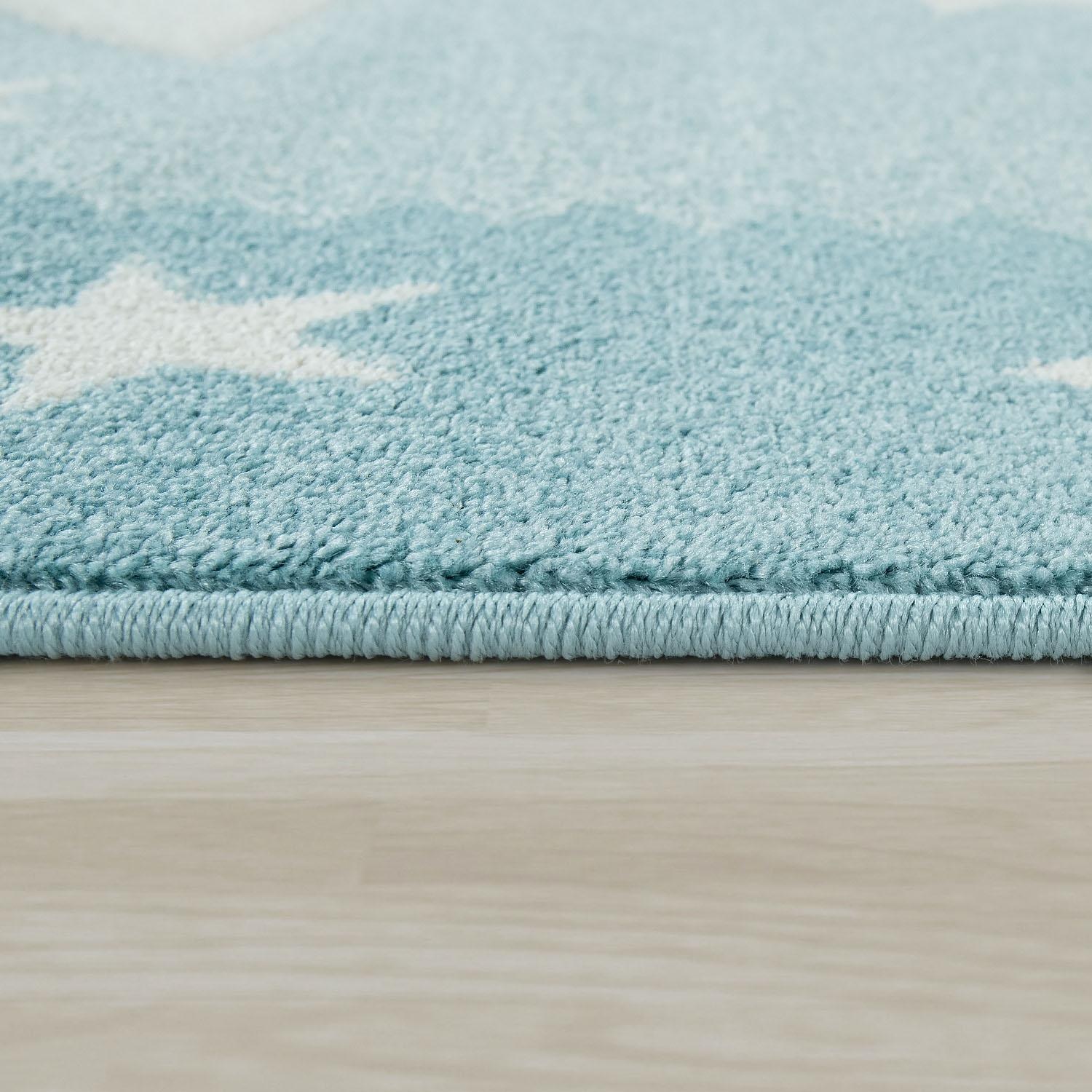 Paco Home Kinderteppich »Ela 398«, rechteckig, 17 mm Höhe, 3D-Design, Motiv Sterne, Pastell-Farben, mit Bordüre, Kinderzimmer
