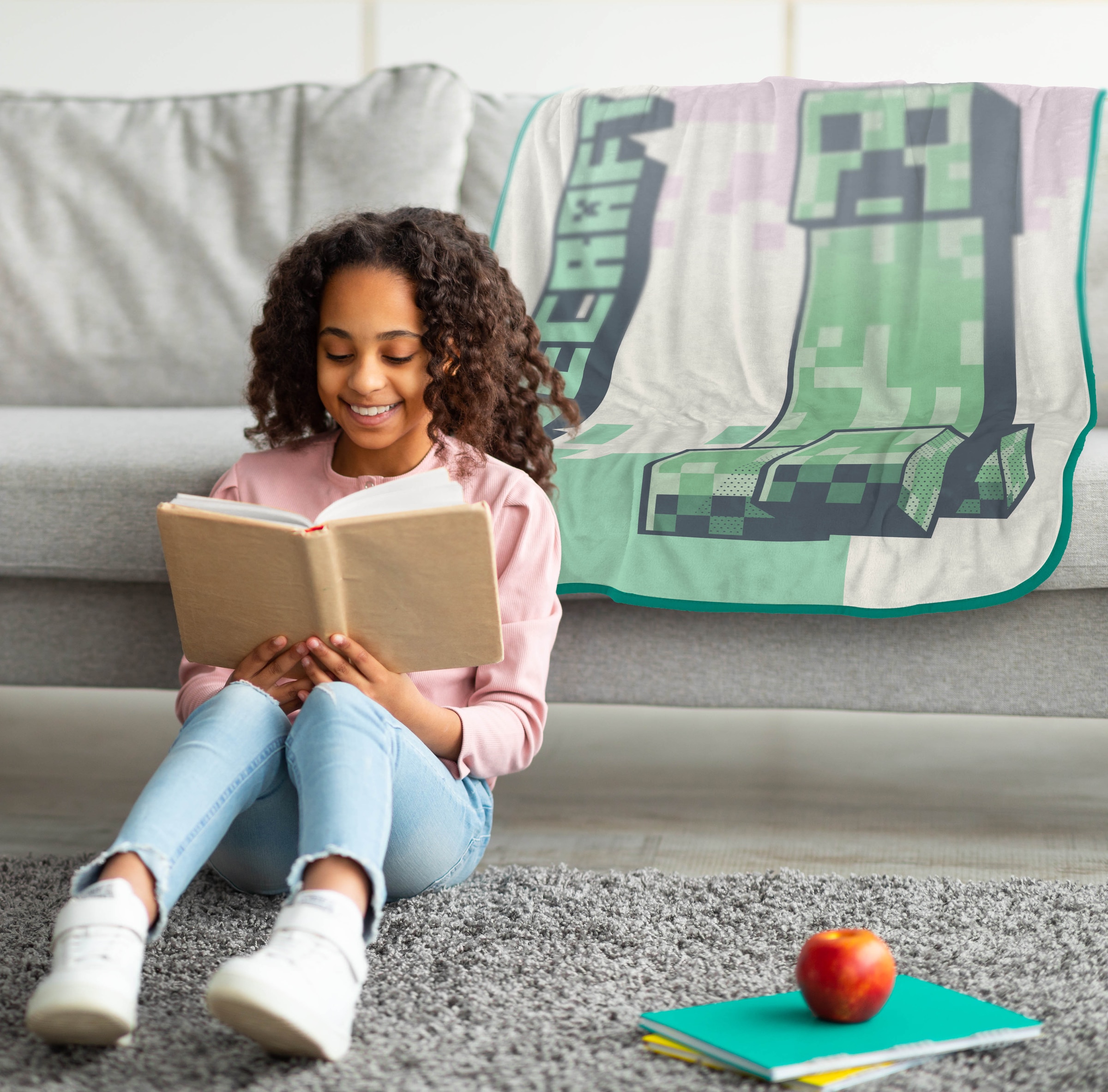 Minecraft Couverture pour enfants »Minecraft Creeper 130 x 150 cm« duveteux