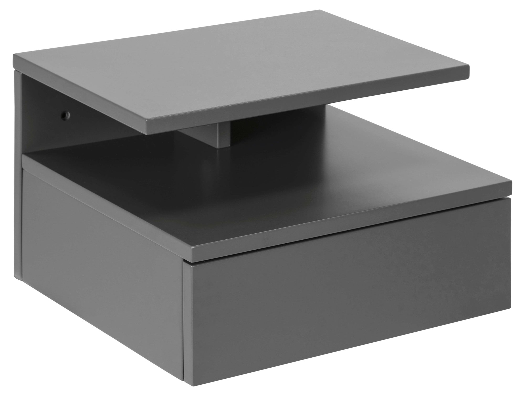 Image of ACTONA GROUP Nachttisch "Ashlan Nachtkommode" Nachtschrank, wandmontiert, 1 Schublade, 1 Fachboden, Metallschienen