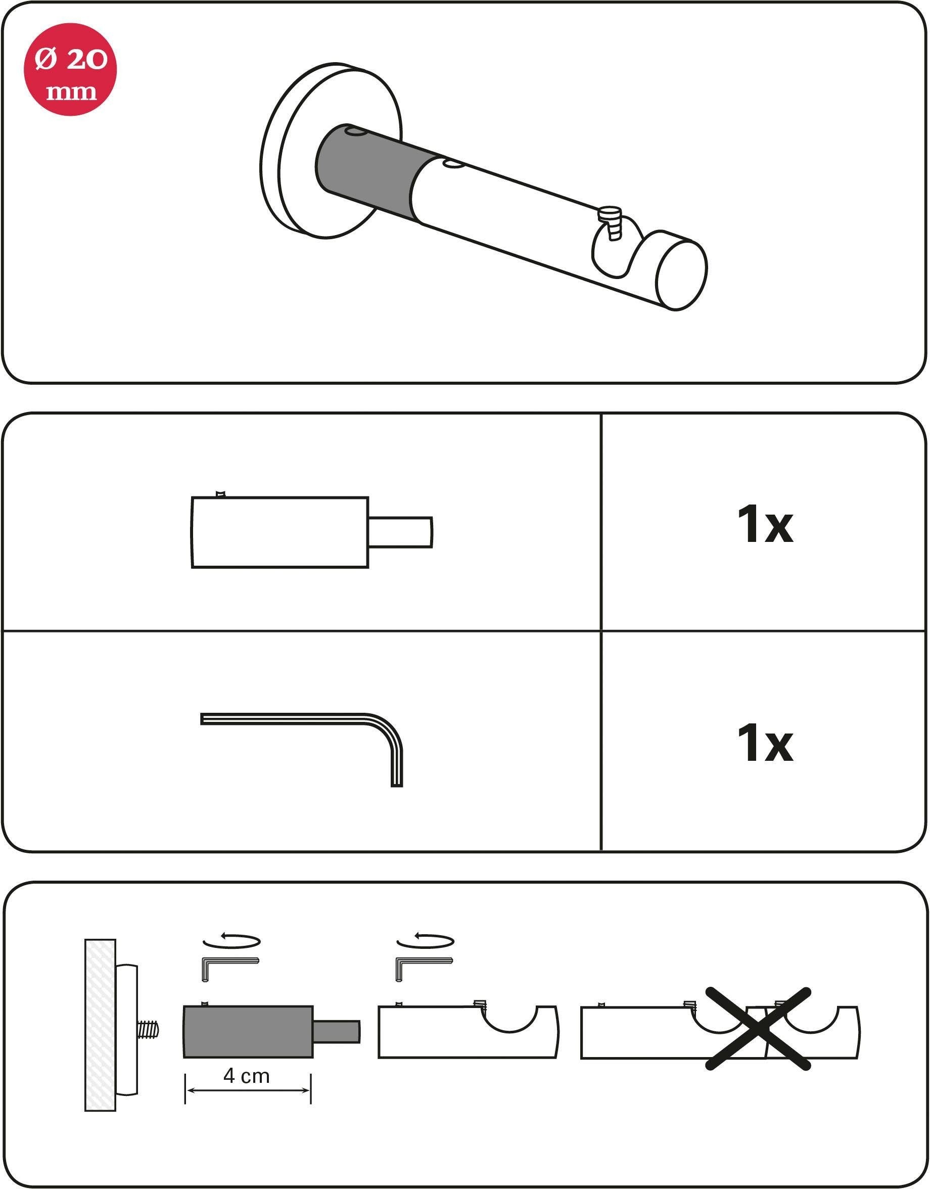 mm »Trägerverlängerung«, GARDINIA 20 Chicago Einzelprogramm St.), kaufen Serie Ø Gardinenstangenhalter (1