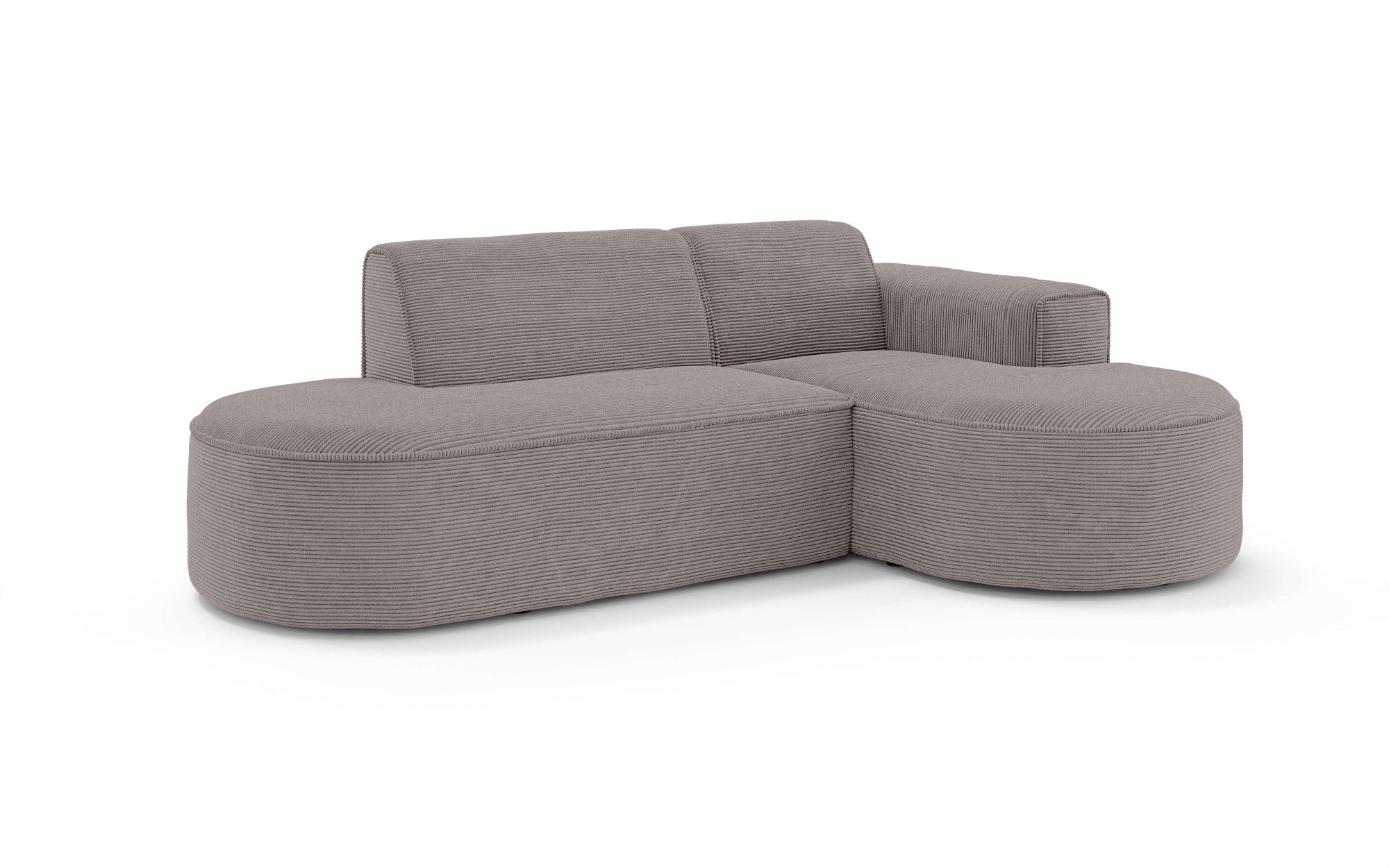 GOODproduct Ecksofa »ADELLA Design-Sofa mit Recamiere rechts/links, 248/159/76 cm« L-Form mit Wellenunterfederung, runde Form, auch in Cord