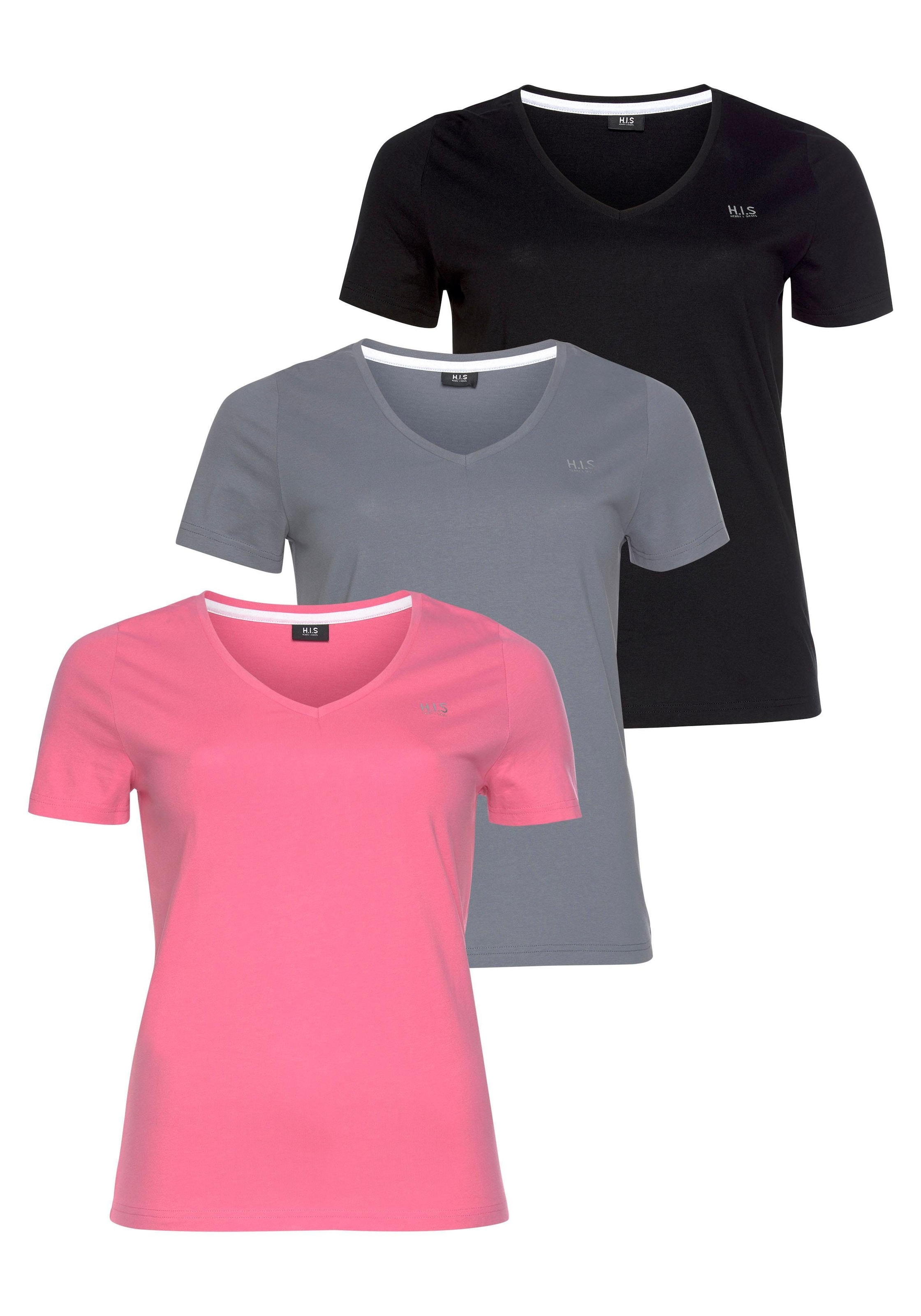 H.I.S T-Shirt »Essential-Basics«, (Spar-Set, 3er-Pack), Grosse Grössen