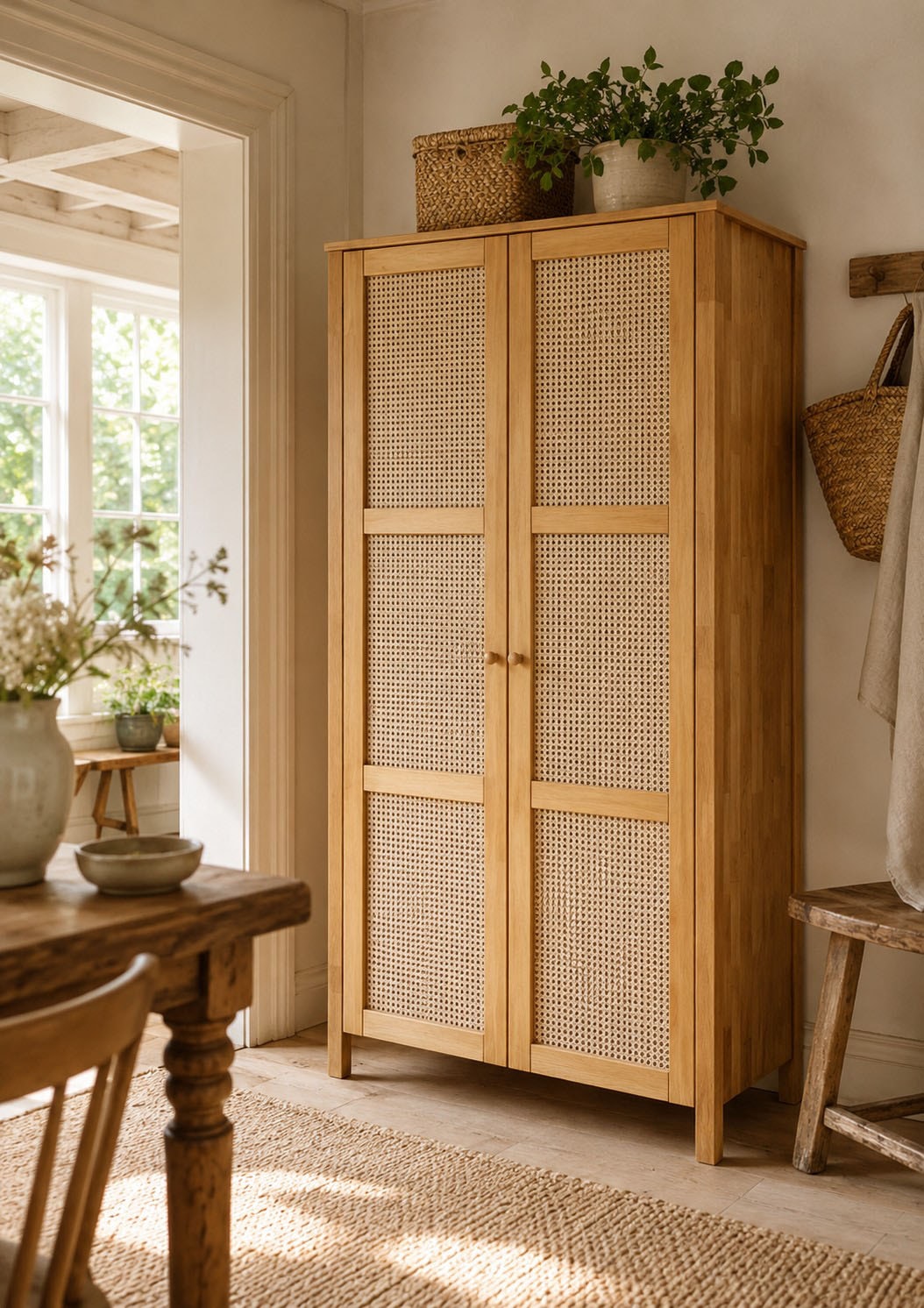 GOODproduct Kleiderschrank »Hällevik Eiche - aus FSC® Massivholz, Wiener Geflecht« Türfronten mit Wiener Geflecht, FSC® Zertifizierte massive Eiche