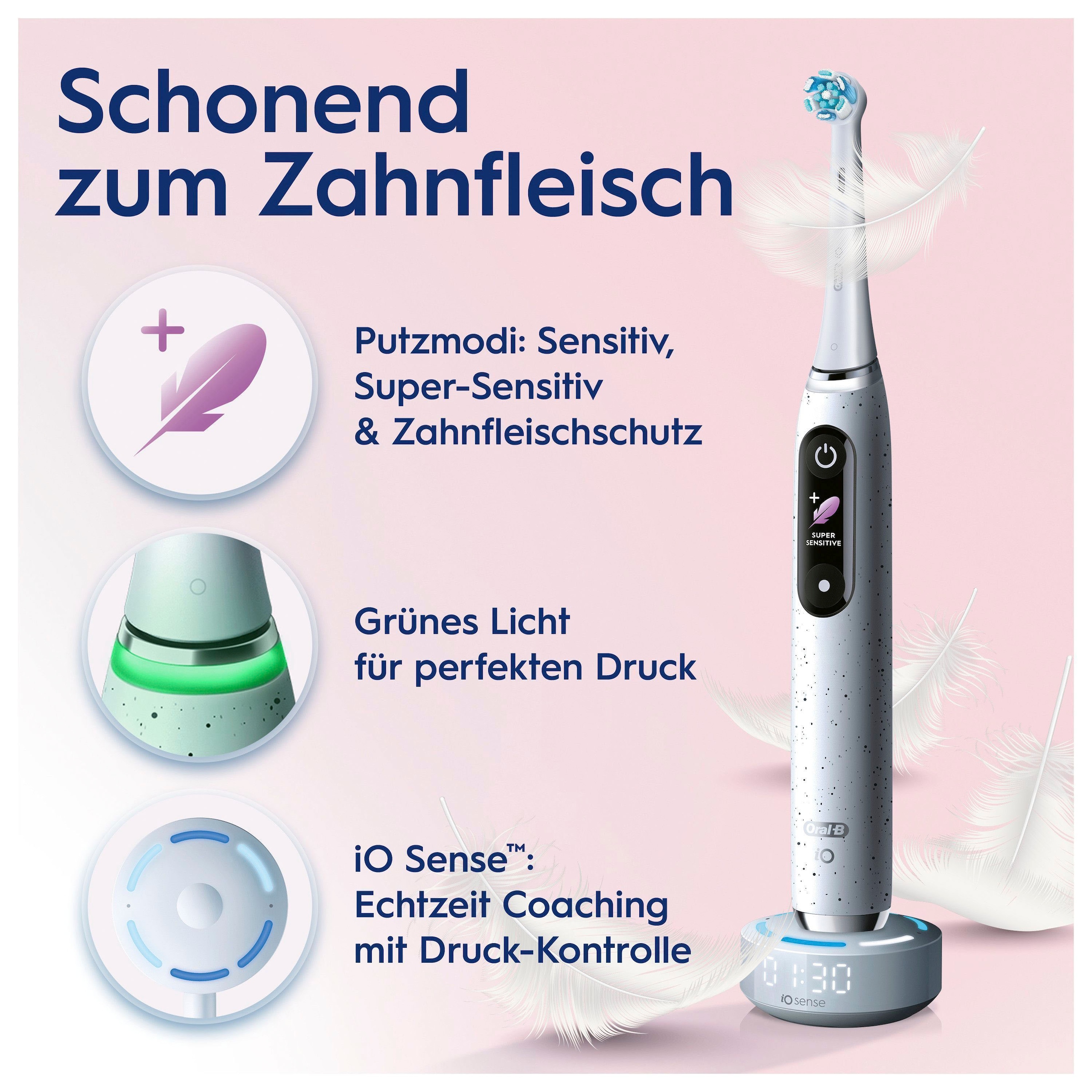 Oral-B Elektrische Zahnbürste »iO 10«, 1 St. Aufsteckbürsten, Magnet-Technologie, iOsense, 7 Putzmodi, Farbdisplay & Lade-Reiseetui