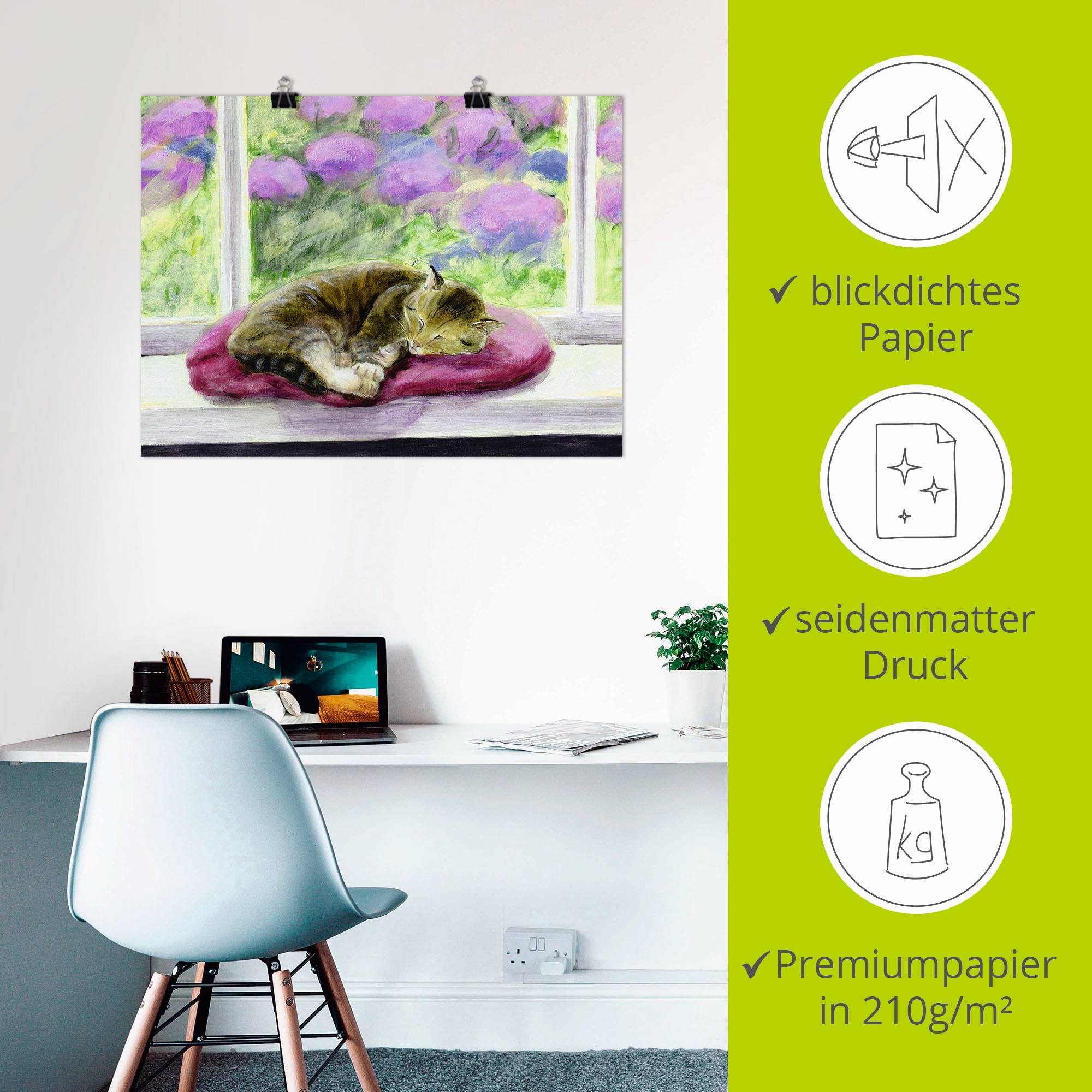Artland Wandbild »Katze auf Gartenfensterbank«, Haustiere, (1 St.), als Poster, Wandaufkleber in verschied. Grössen