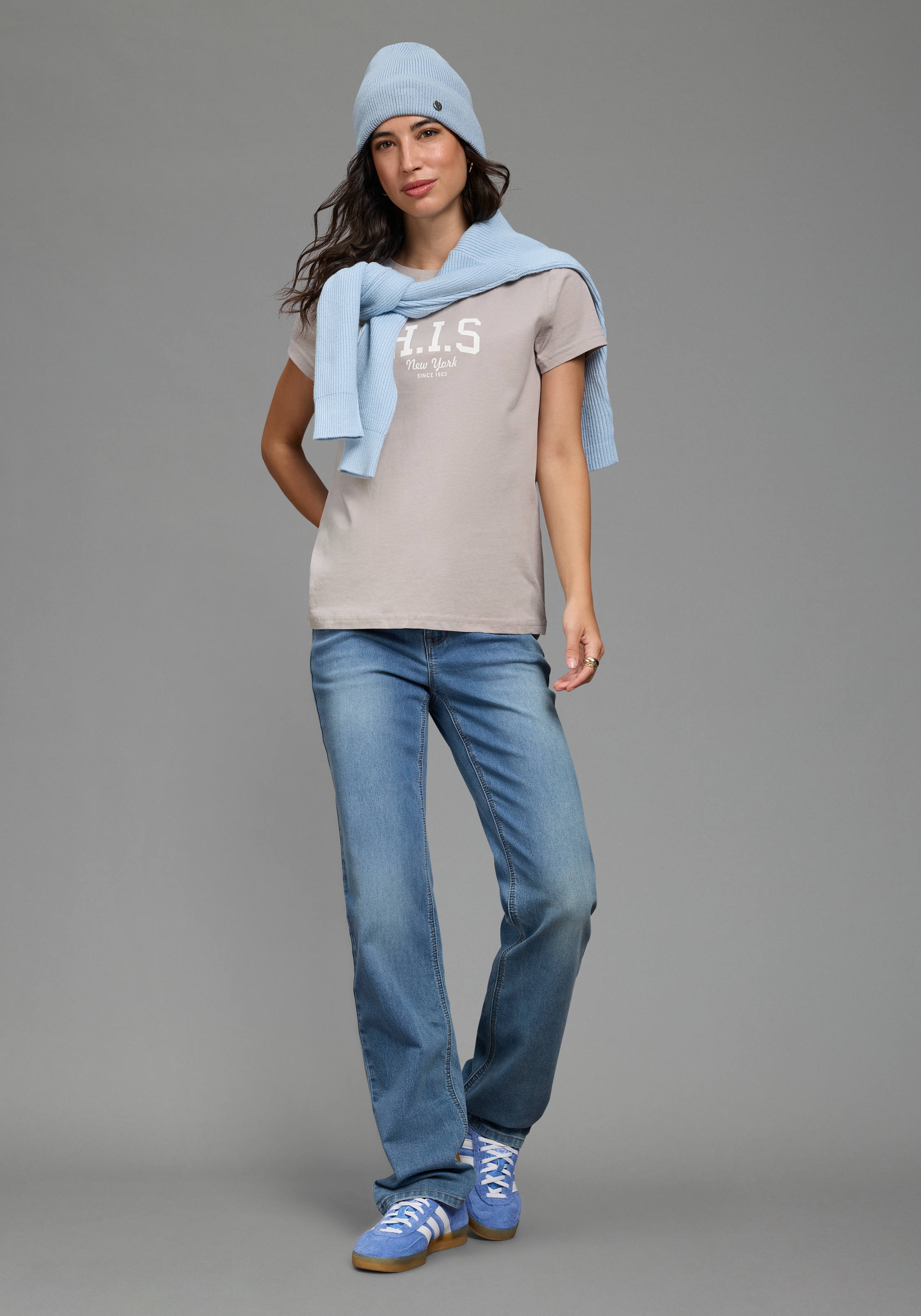 H.I.S T-shirt imprimé, pour les loisirs, en coton