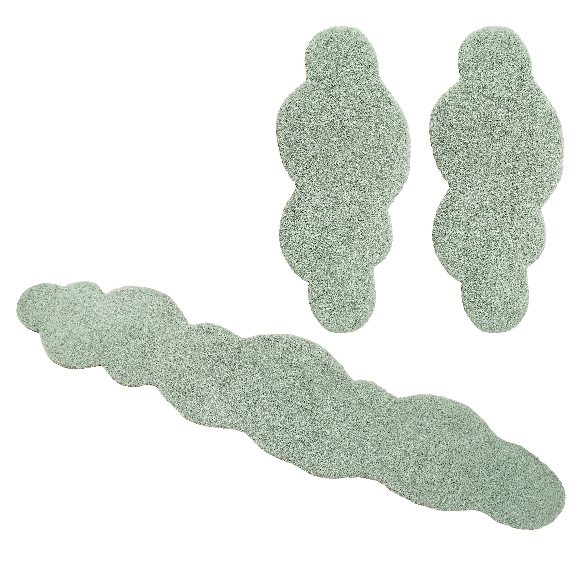 Image of GOODproduct Bettumrandung "Microfaser Teppich Magong, besonders weich, sehr feiner Flor" Höhe 30 mm 3 tlg. Wolkenform, uni Bettvorleger, Läufer-Set, Schlafzimmer, Kinderzimmer