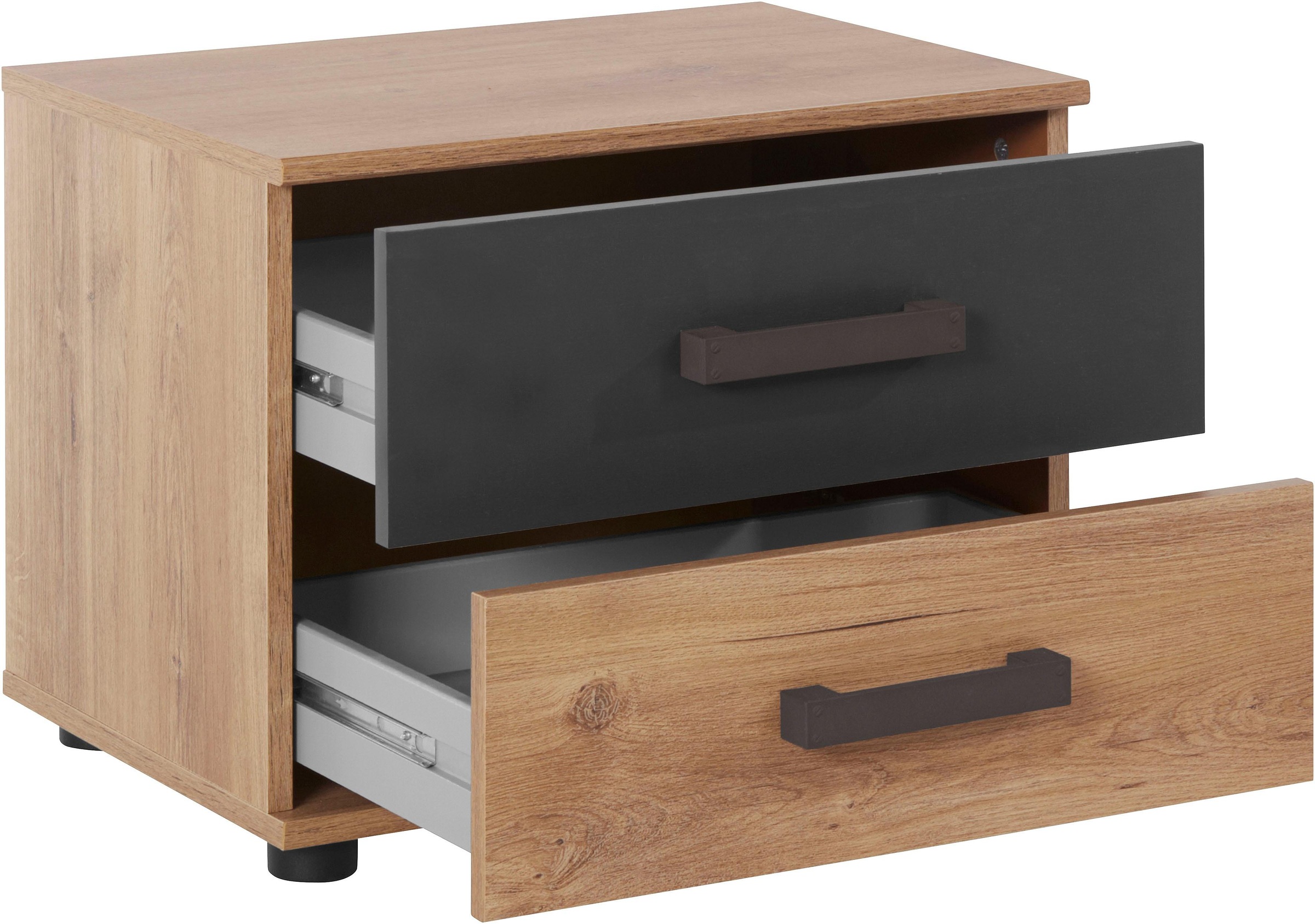Wimex Nachtschrank »Malmoe, Nachttisch 52x38x40cm, 2 Schubladen«, einzeln oder im praktischen 2er Set, rusikaler look, Industrial Design