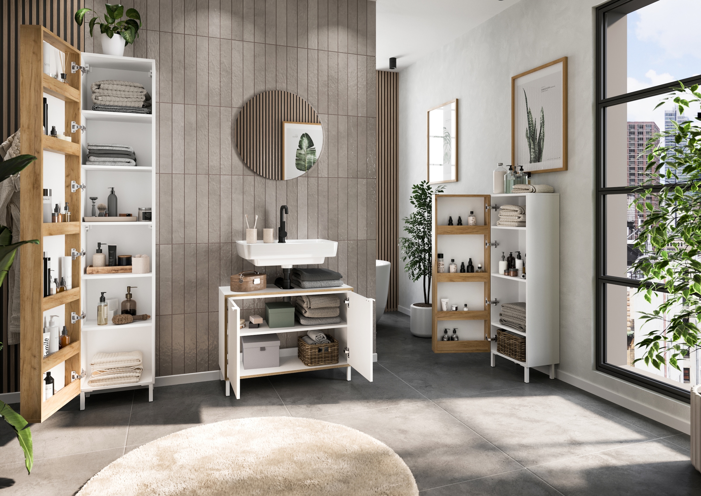 GERMANIA Armoire intermédiaire »GW-Topeka« 1 cuis tlg. rechts/links montierbar, Tür innen mit Regalfächern, Höhe 120 cm