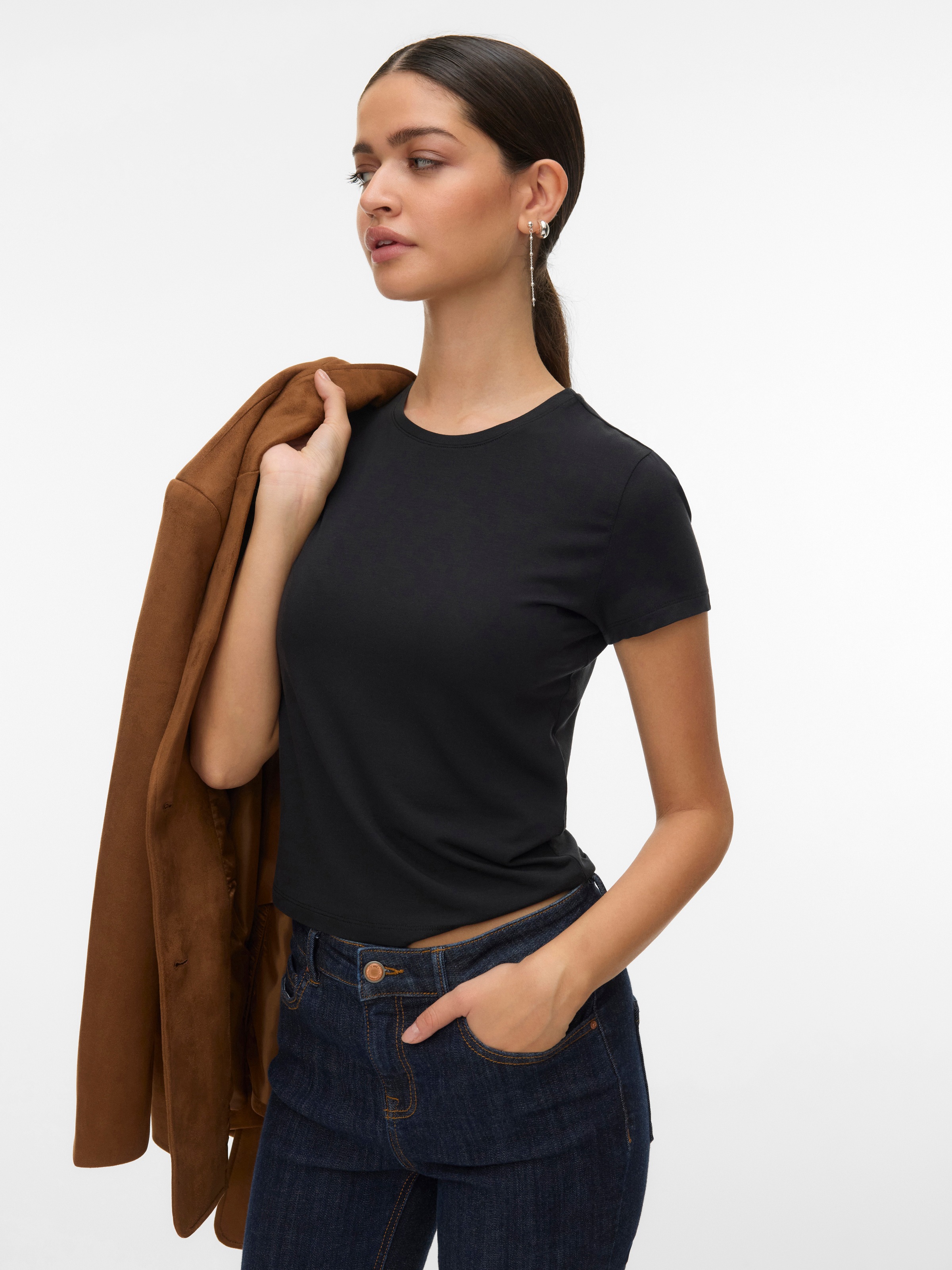 Image of Vero Moda Kurzarmshirt "VMKYLIE SHORT SS TOP JRS NOOS" mit Stretch, Rundhals