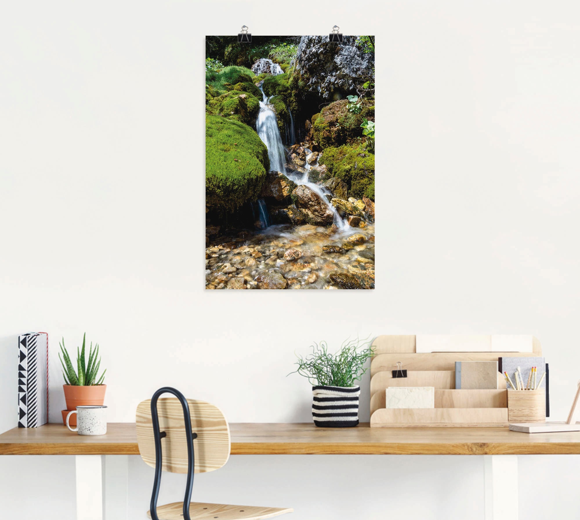 Artland Wandbild »Kleiner Wasserfall in den Bergen«, Gewässer, (1 St.), als Leinwandbild, Poster, Wandaufkleber in verschied. Grössen