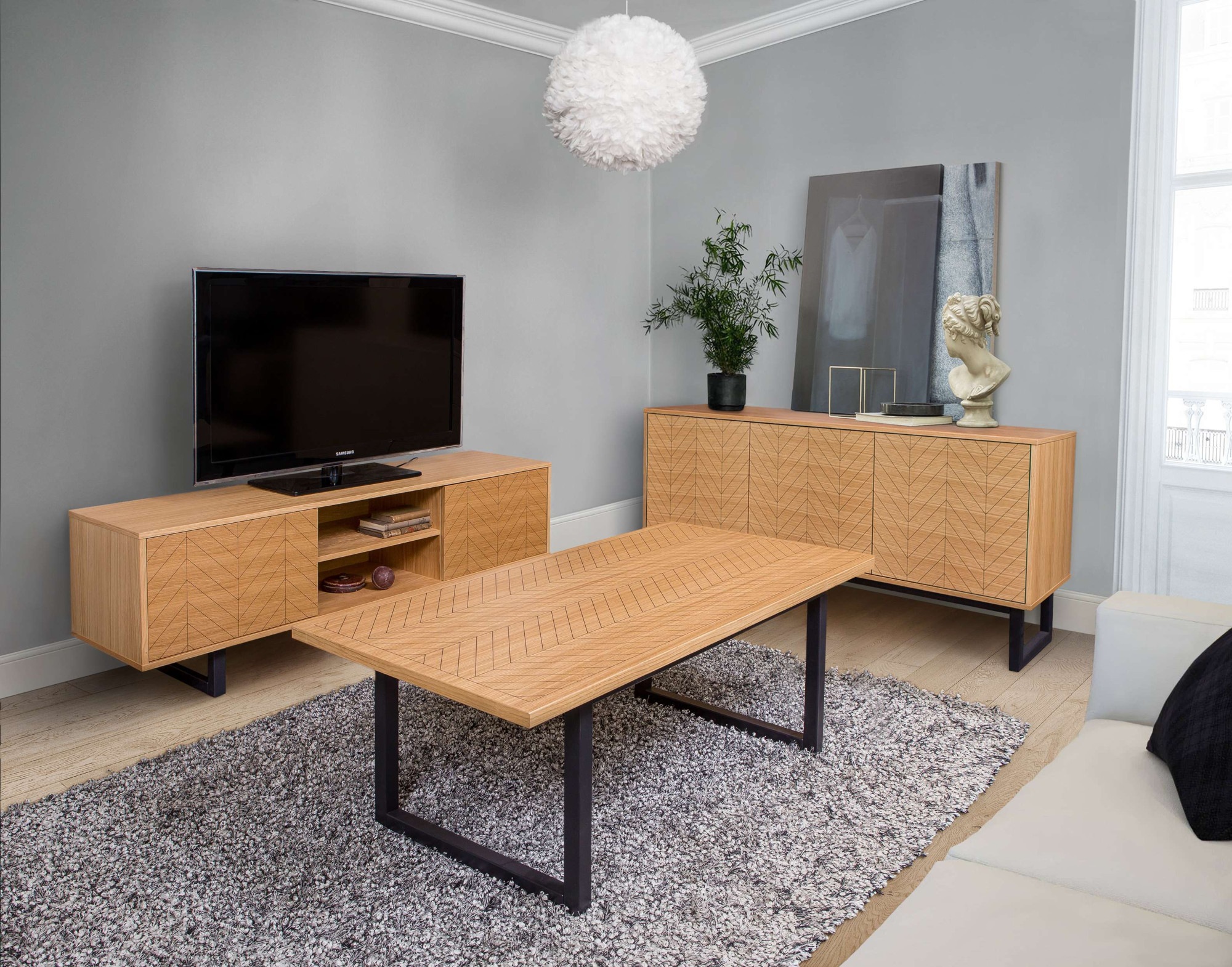 Woodman Couchtisch »Camden«, Beine aus massiver Birke, Breite 120 cm, mit einem schönen Print, FSC®