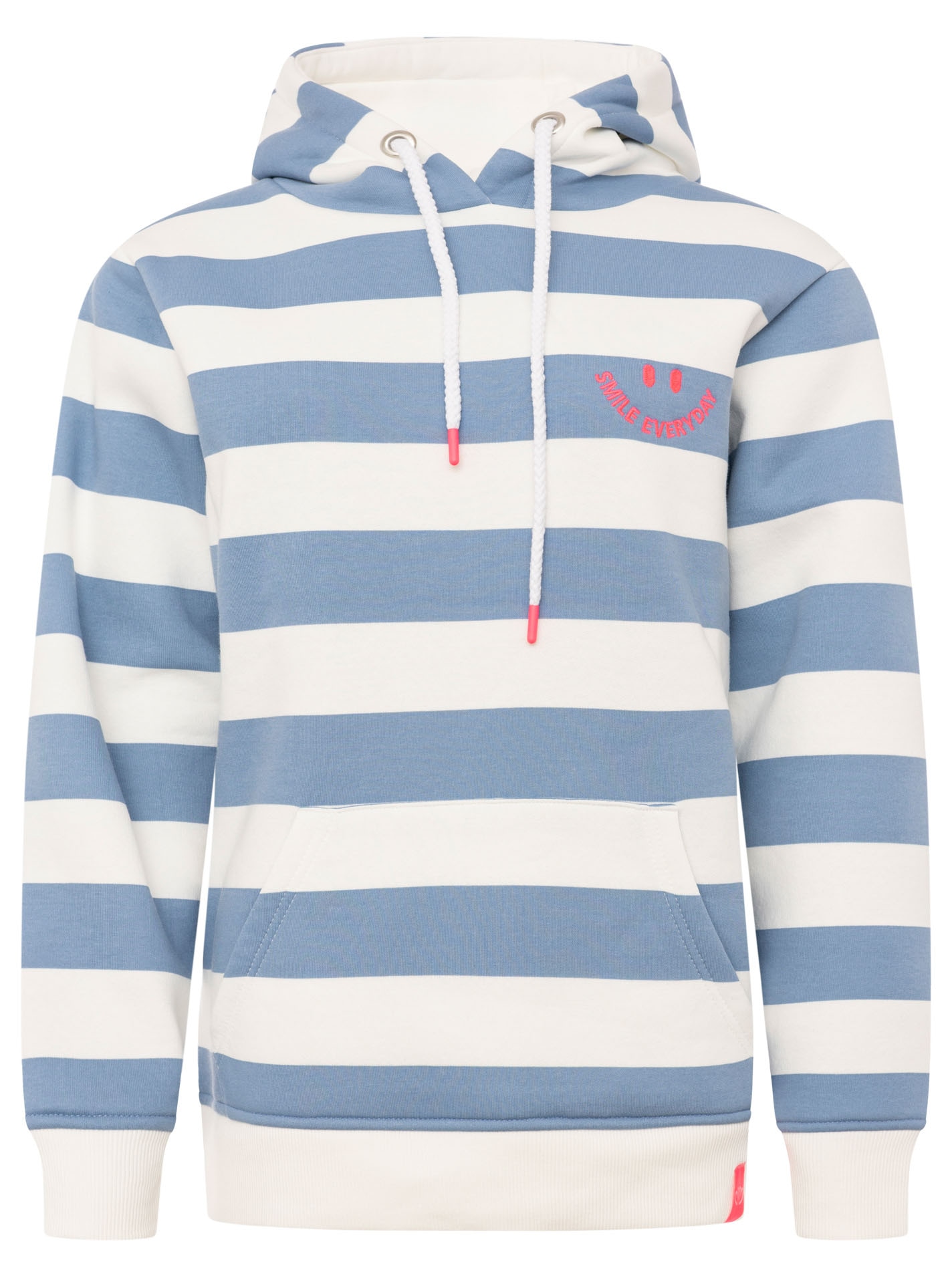 Zwillingsherz Hoodie »"Streifen Smile Everyday"«, Blockstreifen, pinke Stickerei, Kängurutasche, Kapuze

