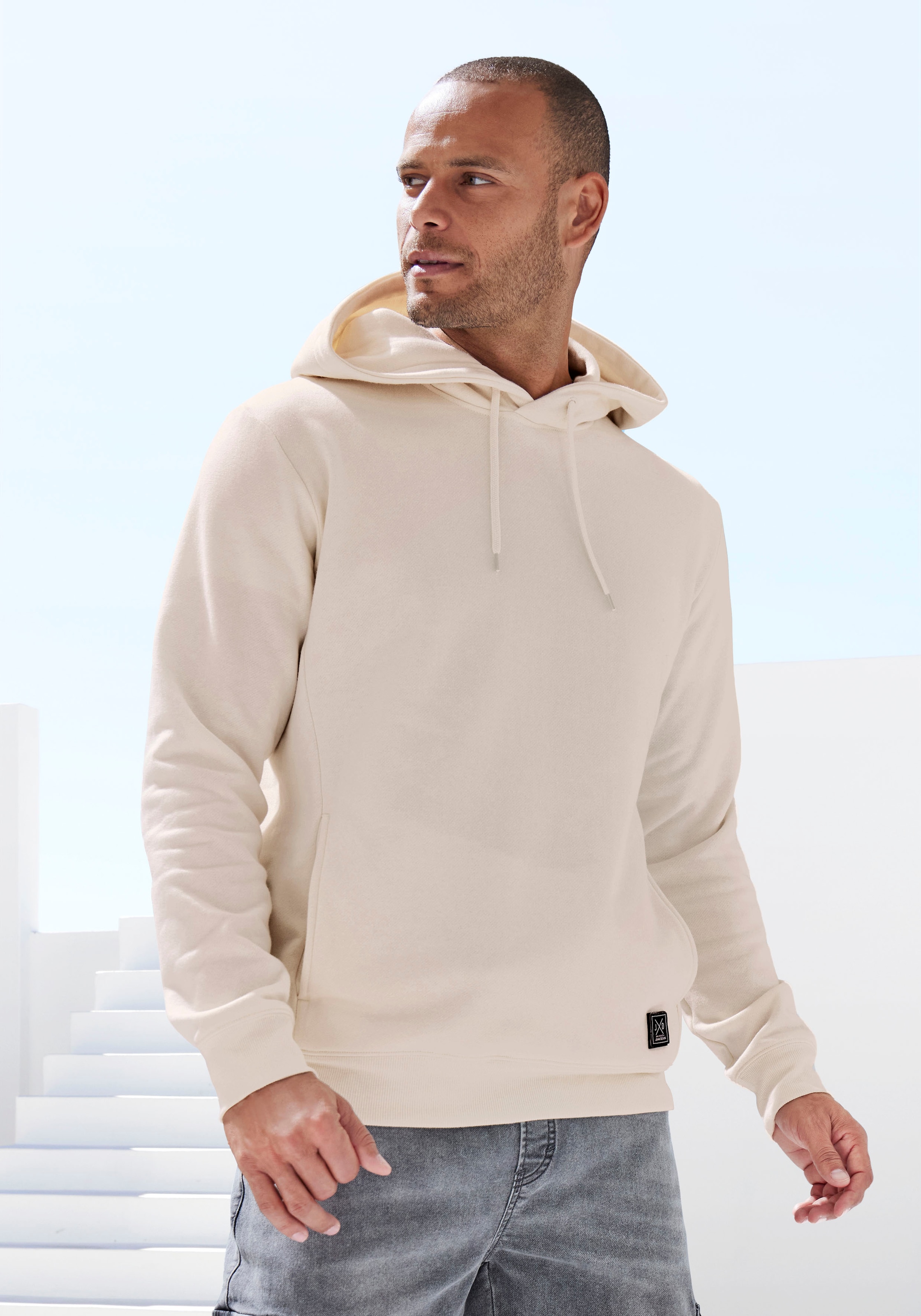 Image of John Devin Hoodie, Langarm, Sweatshirt mit Rundhals und Kapuze, Baumwollmischung