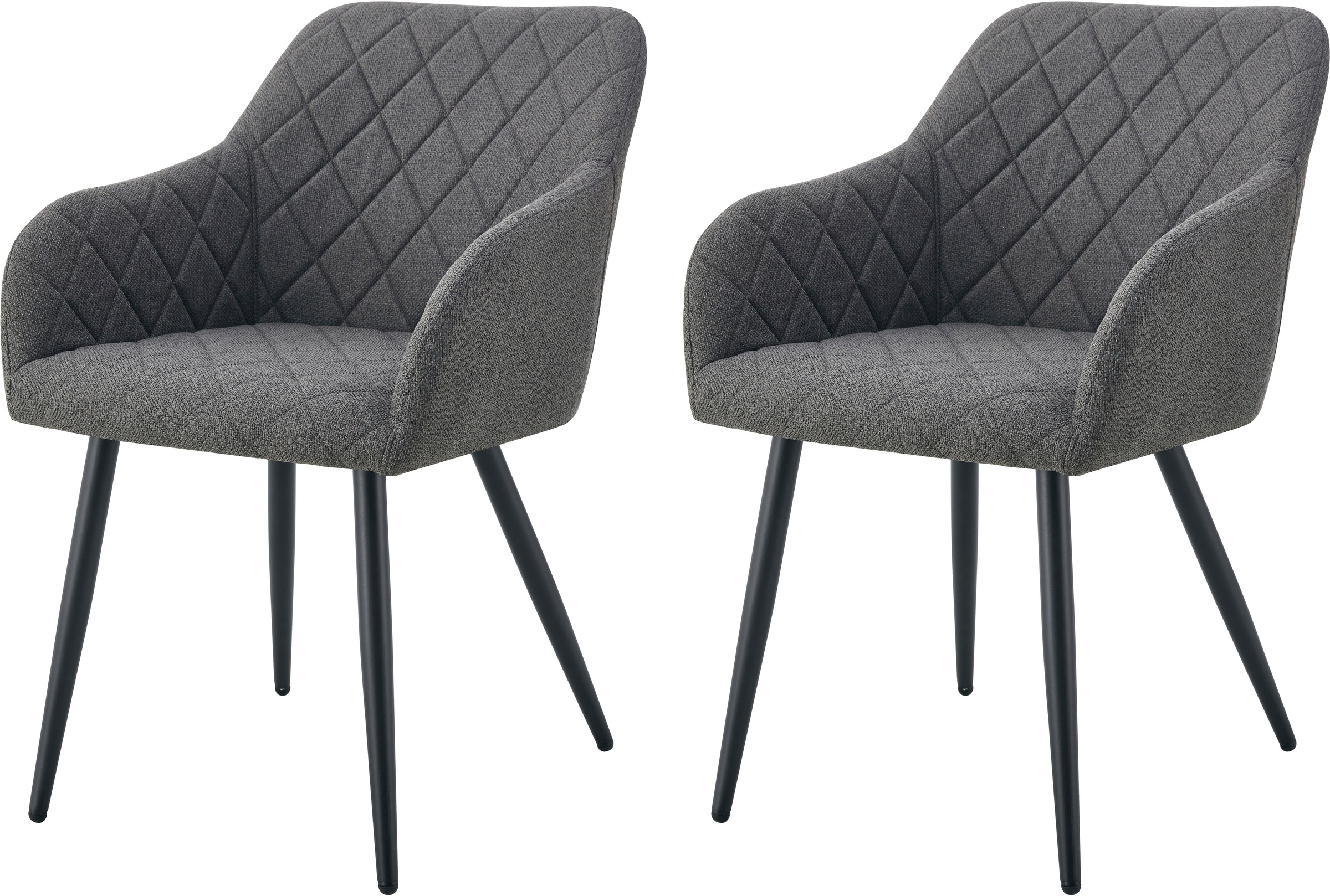 Image of Home affaire Esszimmerstuhl "SUDBURRY, 2er Set, mit Metallgestell in matt schwarz" (Set) 2 Stk.in verschiedenen Farben, Belsatbarkeit pro Stuhl 120 kg, mit Griffloch