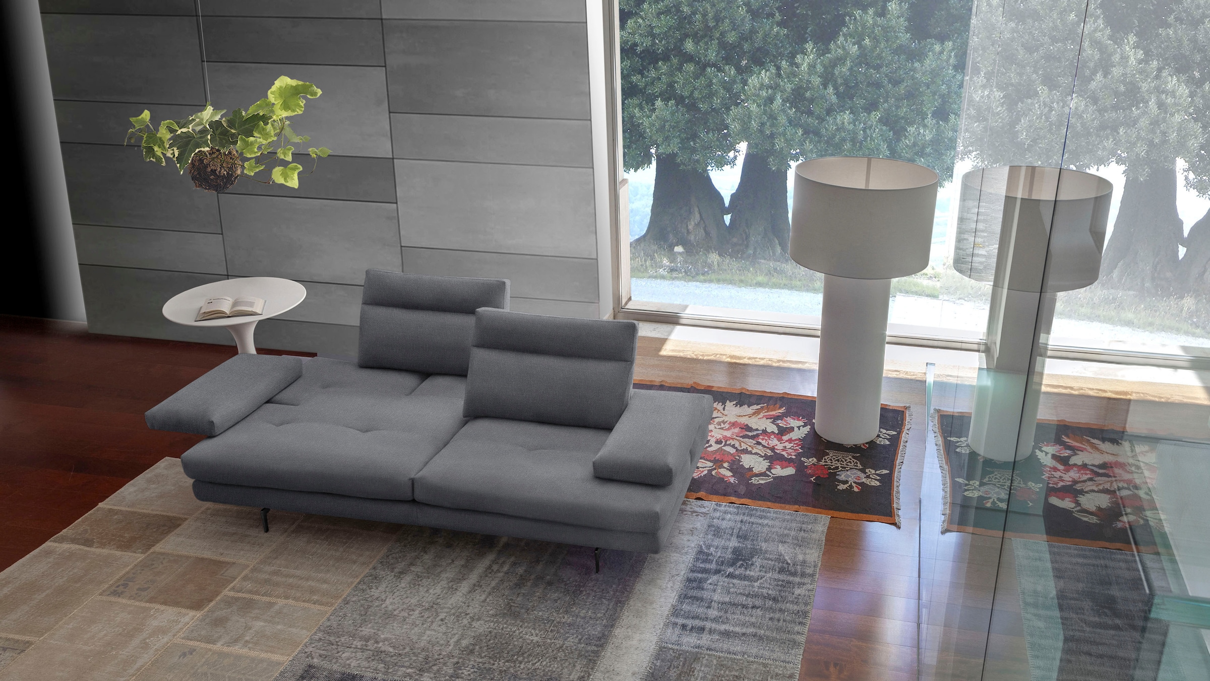 CALIA ITALIA 3,5-places »Toby Wing, 228 cm breit, italienisches Designsofa, Megasofa« incl. réglage de la profondeur d'assise et fonction accoudoir, pieds noir mat