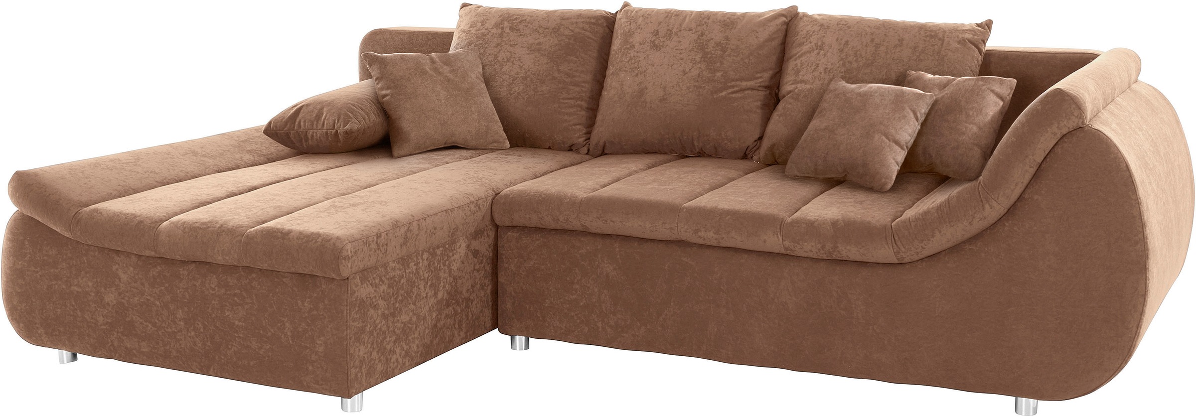 Home affaire Canapé d'angle »Imola, elegant und modern, aktuelle Steppung im Sitz, bequem, L-Form« frei im Raum stellbar, wahlweise mit Bettfunktion und Bettkasten