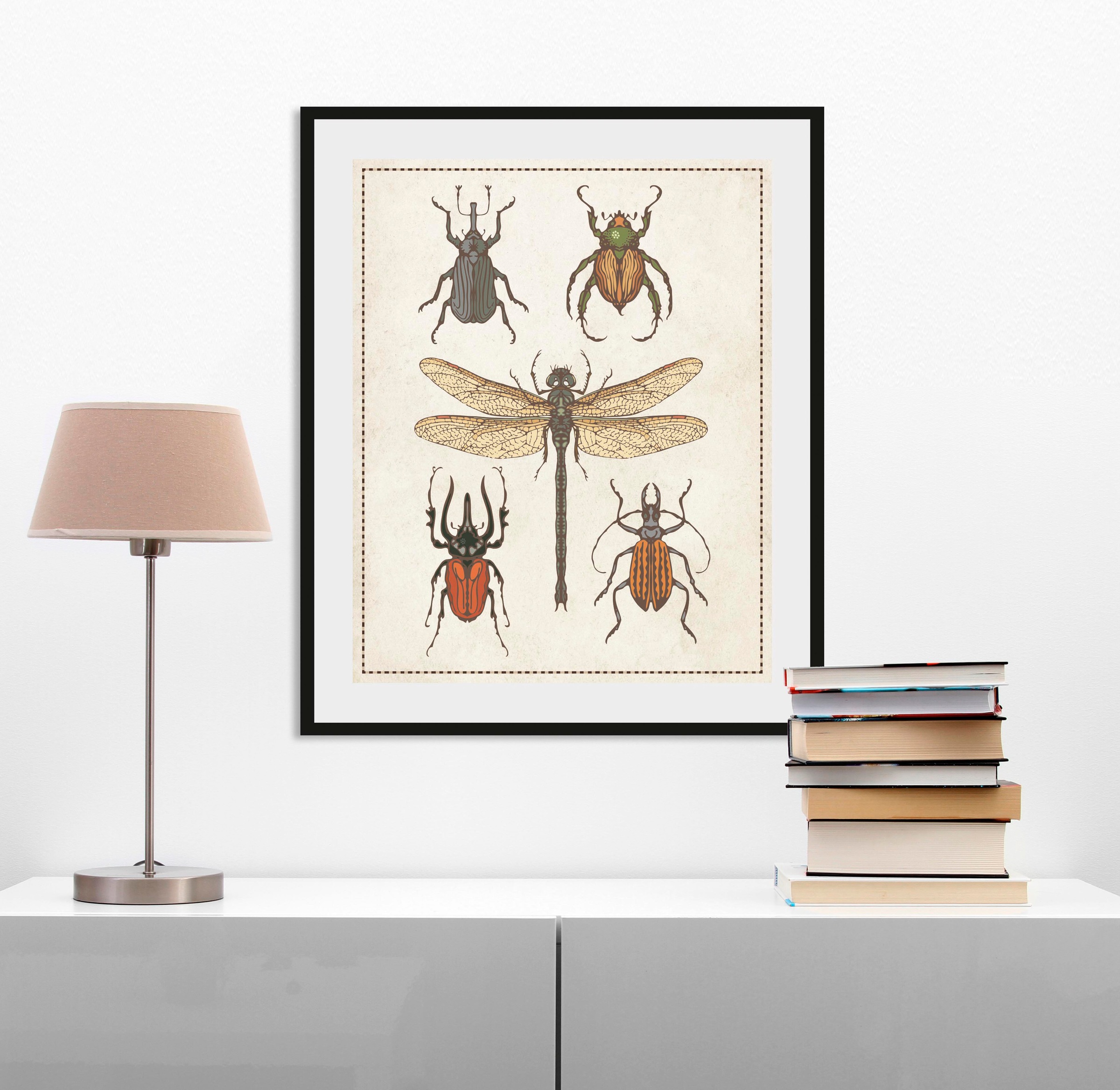 Image of queence Bild "Paula" Insekten Kunst Schmetterlinge 1 Stk. tlg. HD Premium Poster-Druck inkl. Holzrahmen