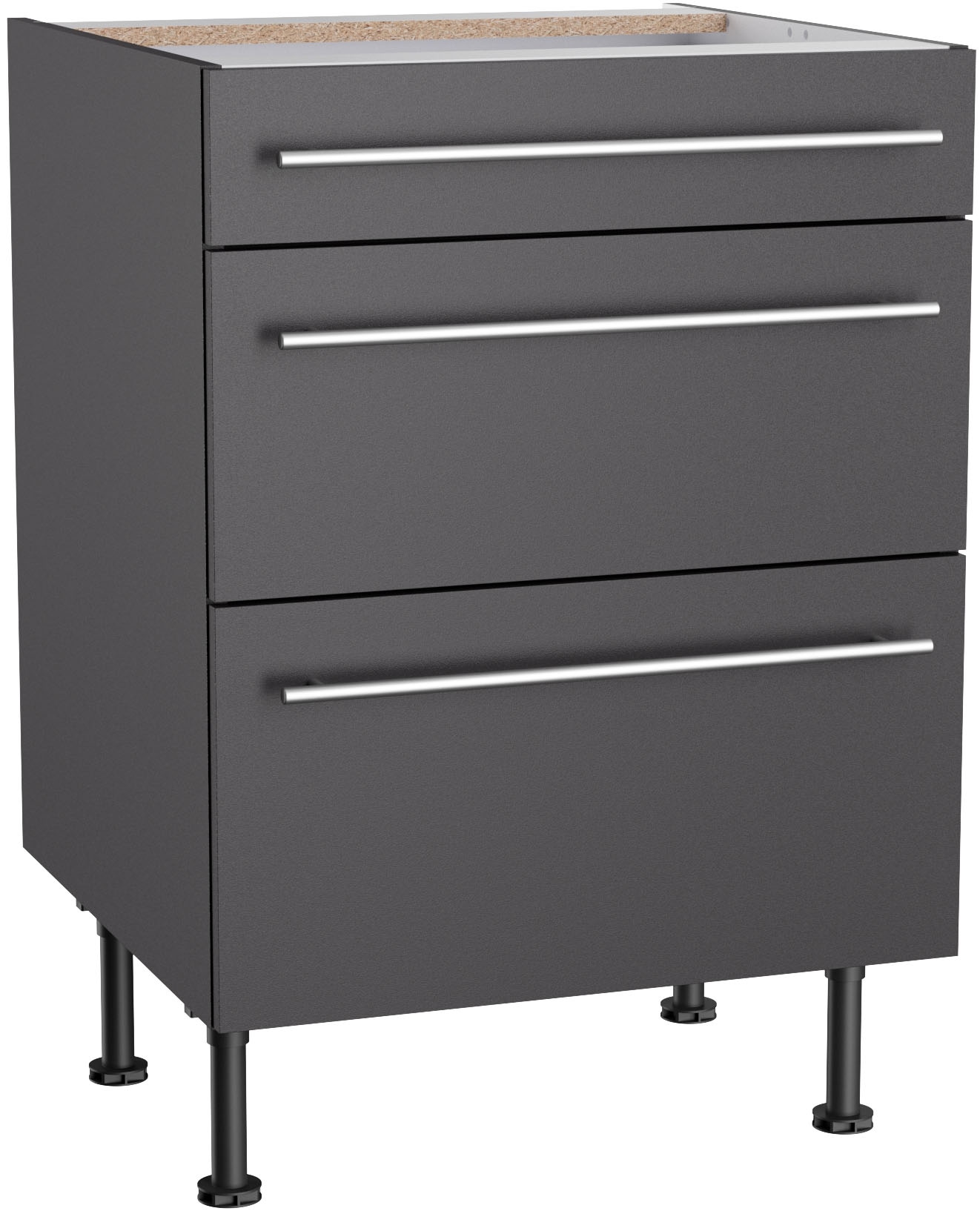 Image of KOCHSTATION Unterschrank "KS-Bern2" Breite 60 cm, 1 Schubkasten, 2 Auszüge