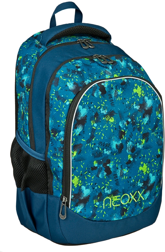 neoxx Schulrucksack »Fly, Petrol Extreme«, Reflektionsnaht, aus recycelten PET-Flaschen