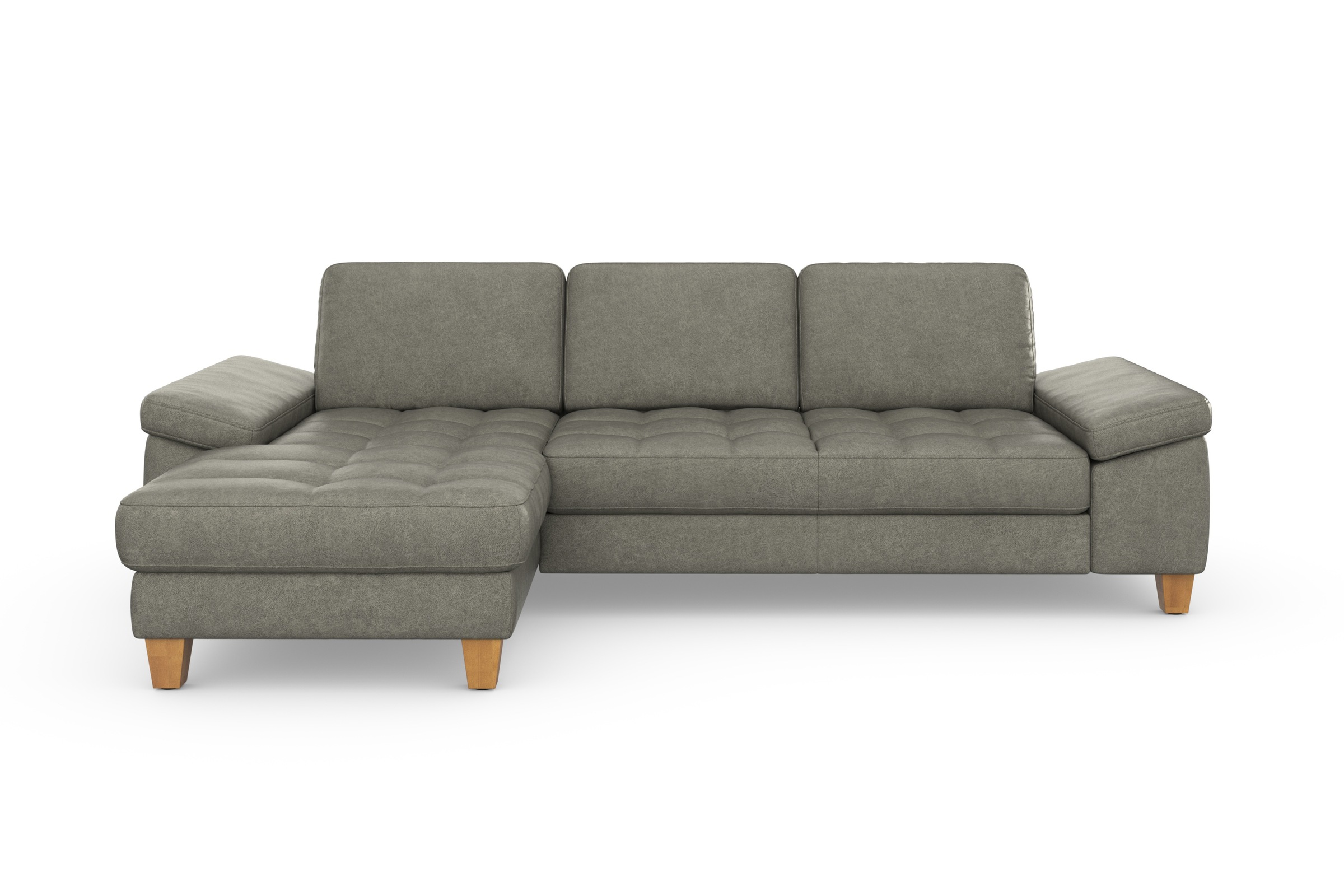 sit&more Ecksofa »Westham L-Form«, mit Recamiere, mit oder ohne Bettfunktion, Bettkasten, Füsse Eiche