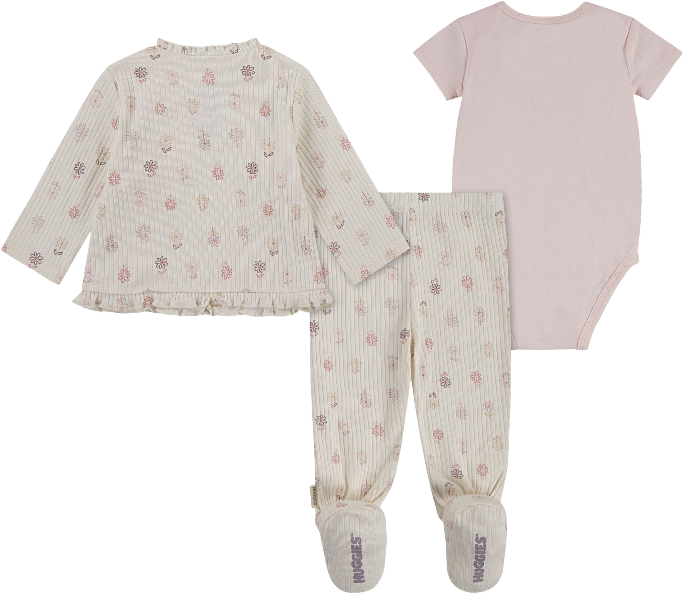 HUGGIES babywear Erstausstattungspaket »HUGG BODYSUIT PANT SET«, mit Allover-Blümchenprint