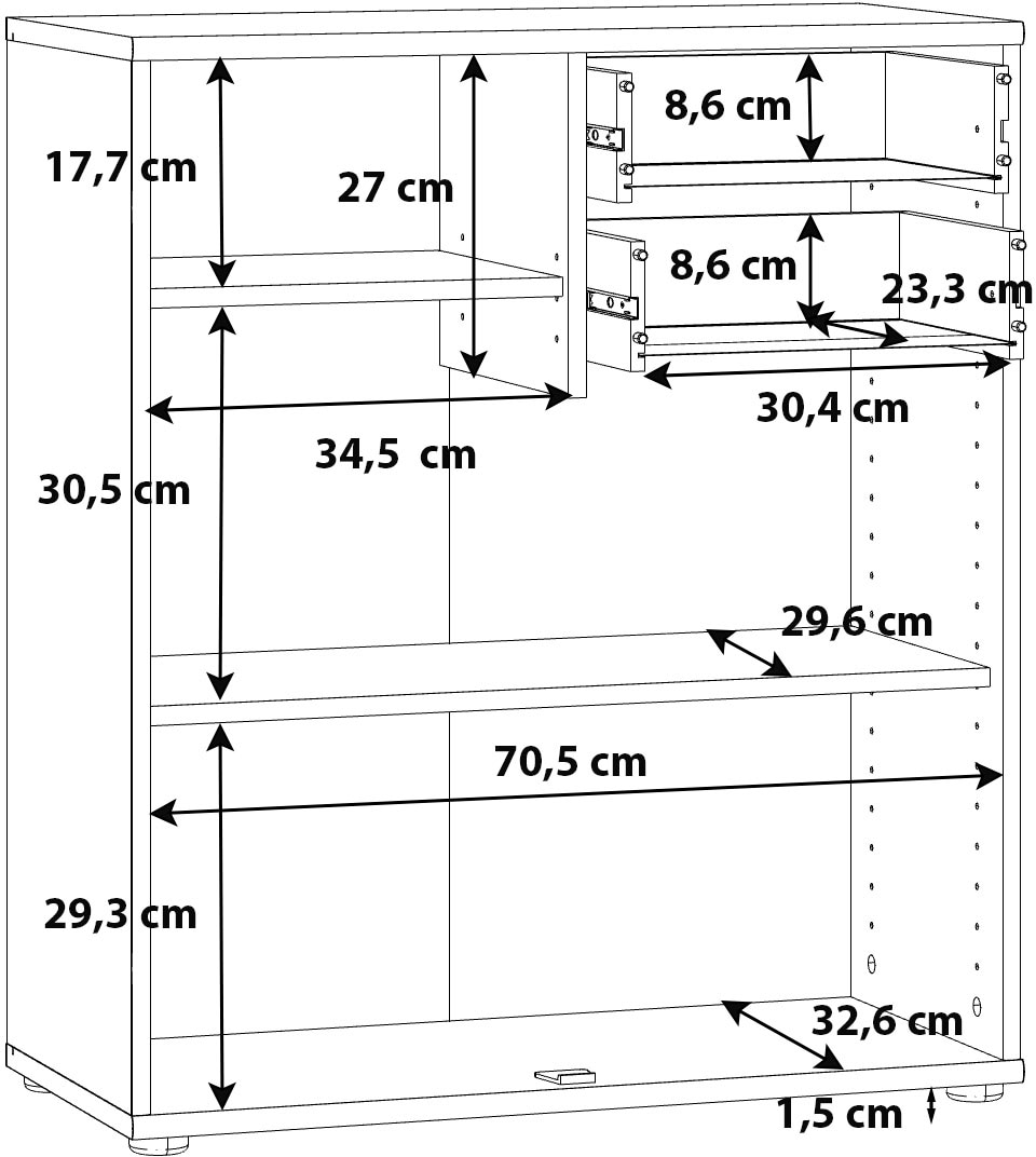 FORTE Commode »Tempra, Kommode, 2 Türen, 2 Schubkästen, viel Stauraum« largeur 73,7 cm