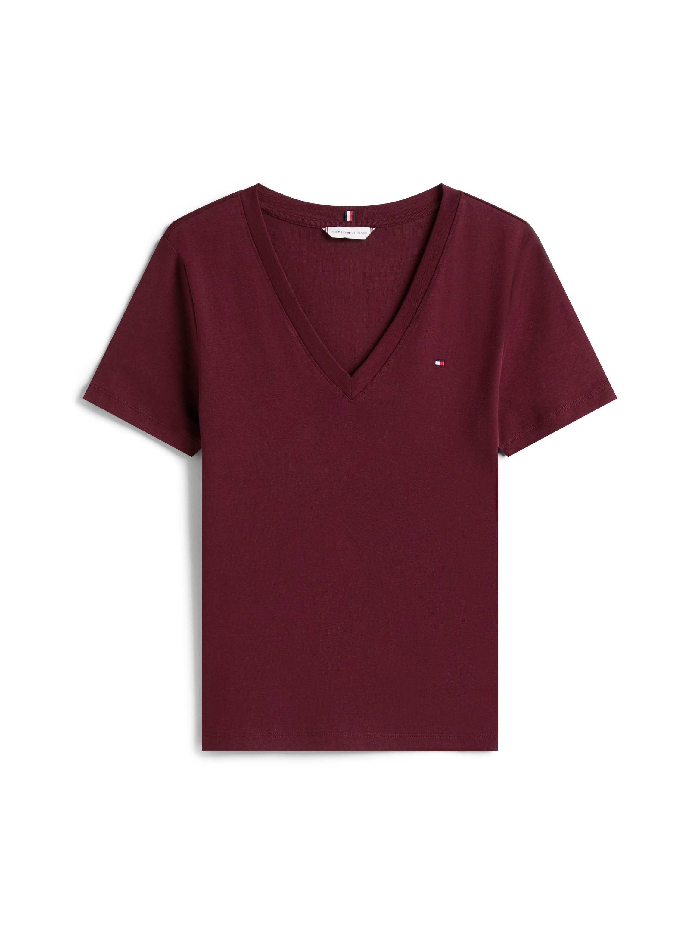 Tommy Hilfiger T-Shirt »SLIM CODY V-NK SS mit V-Ausschnitt und Streifen«, gestreift, casual, slim fit, Baumwolle, V-Ausschnitt