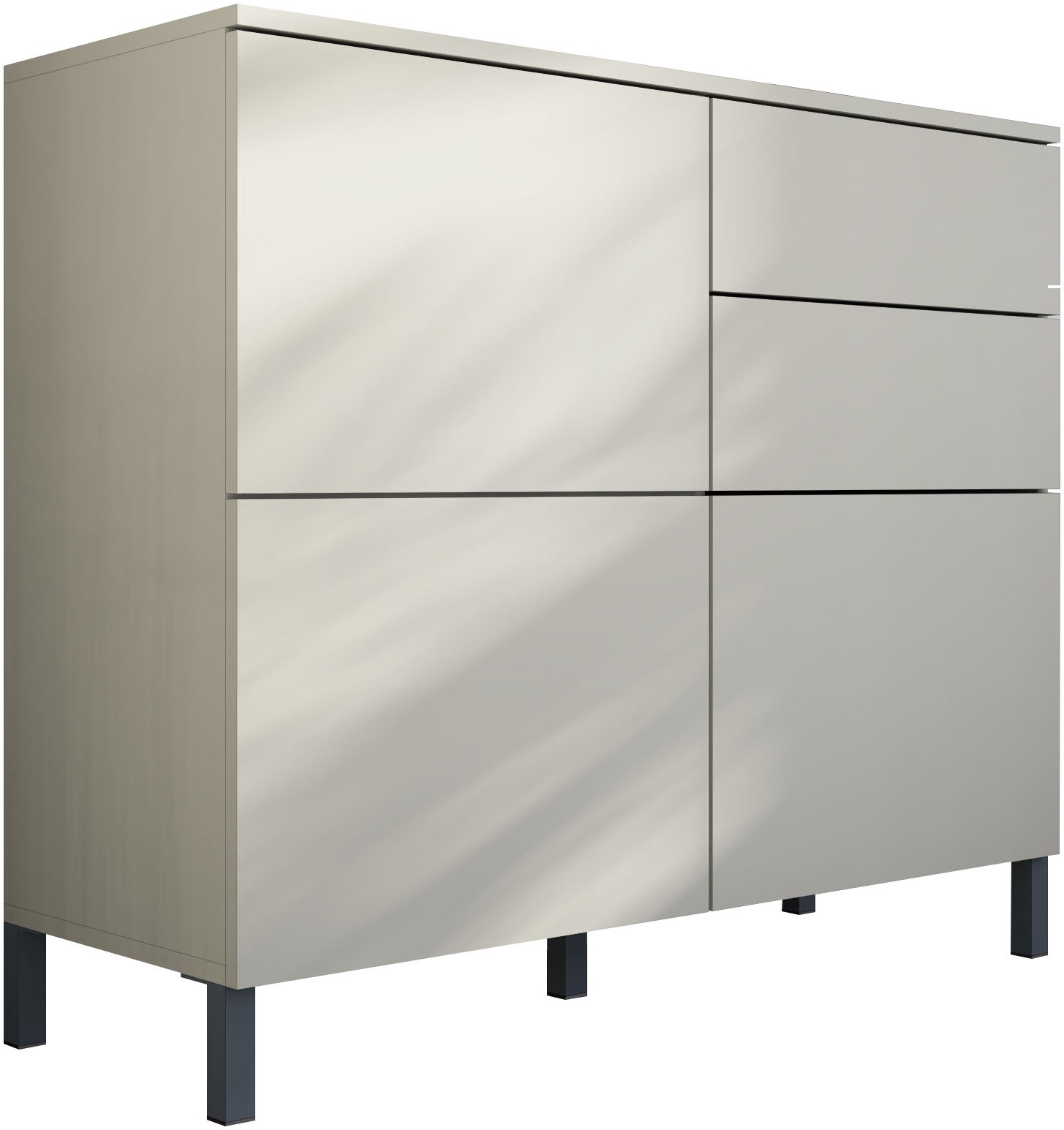 Image of borchardt Möbel Kommode "Haama, modern, grifflos, Metallfüsse, praktisch, 3 Türen" Push-To-Open, verstellbare Einlegeböden, viel Stauraum, Breite 93cm