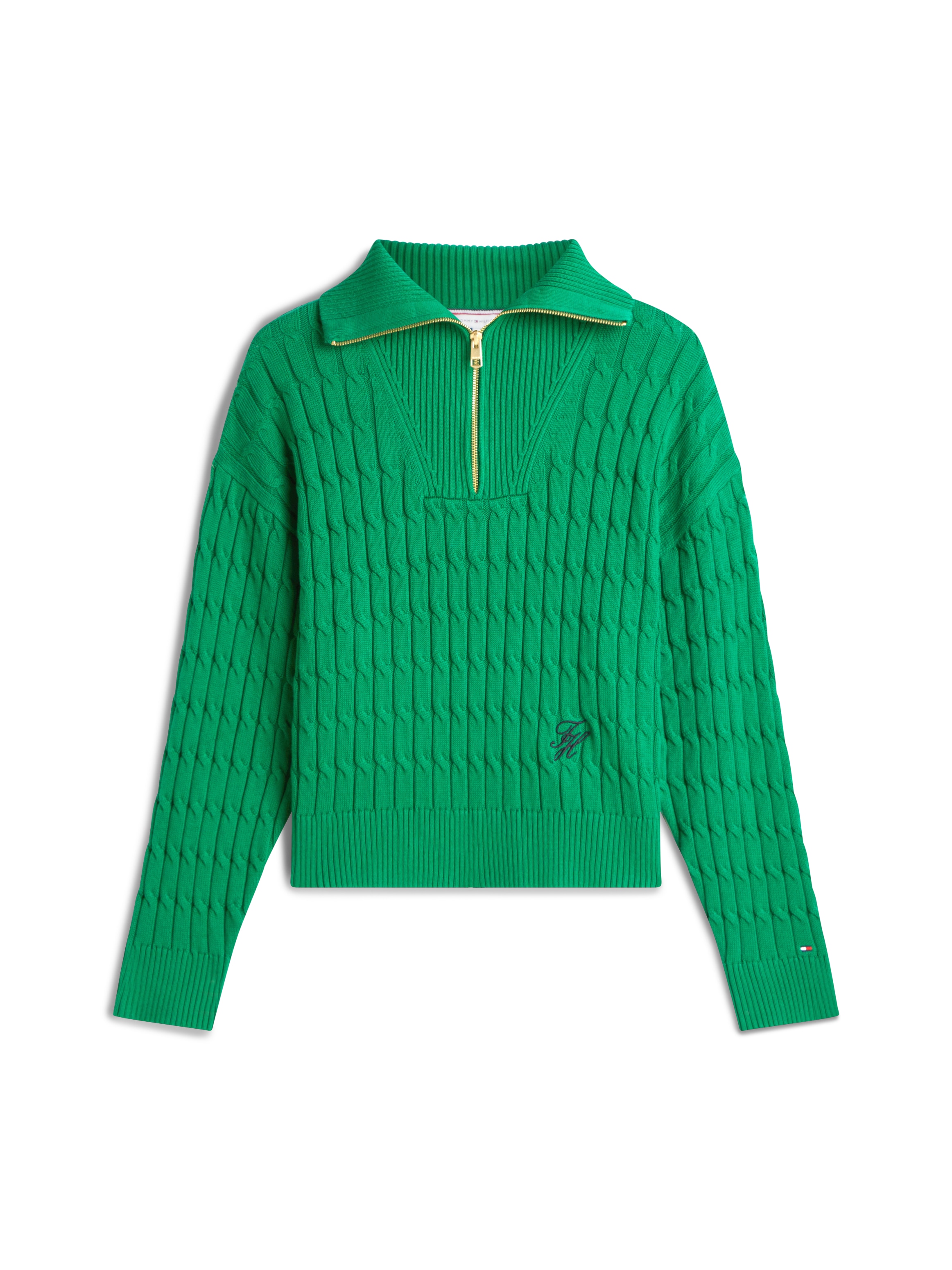 Tommy Hilfiger Troyer »CO CABLE MID GG 1/2 ZIP LS SWT« mit Zopfmuster
