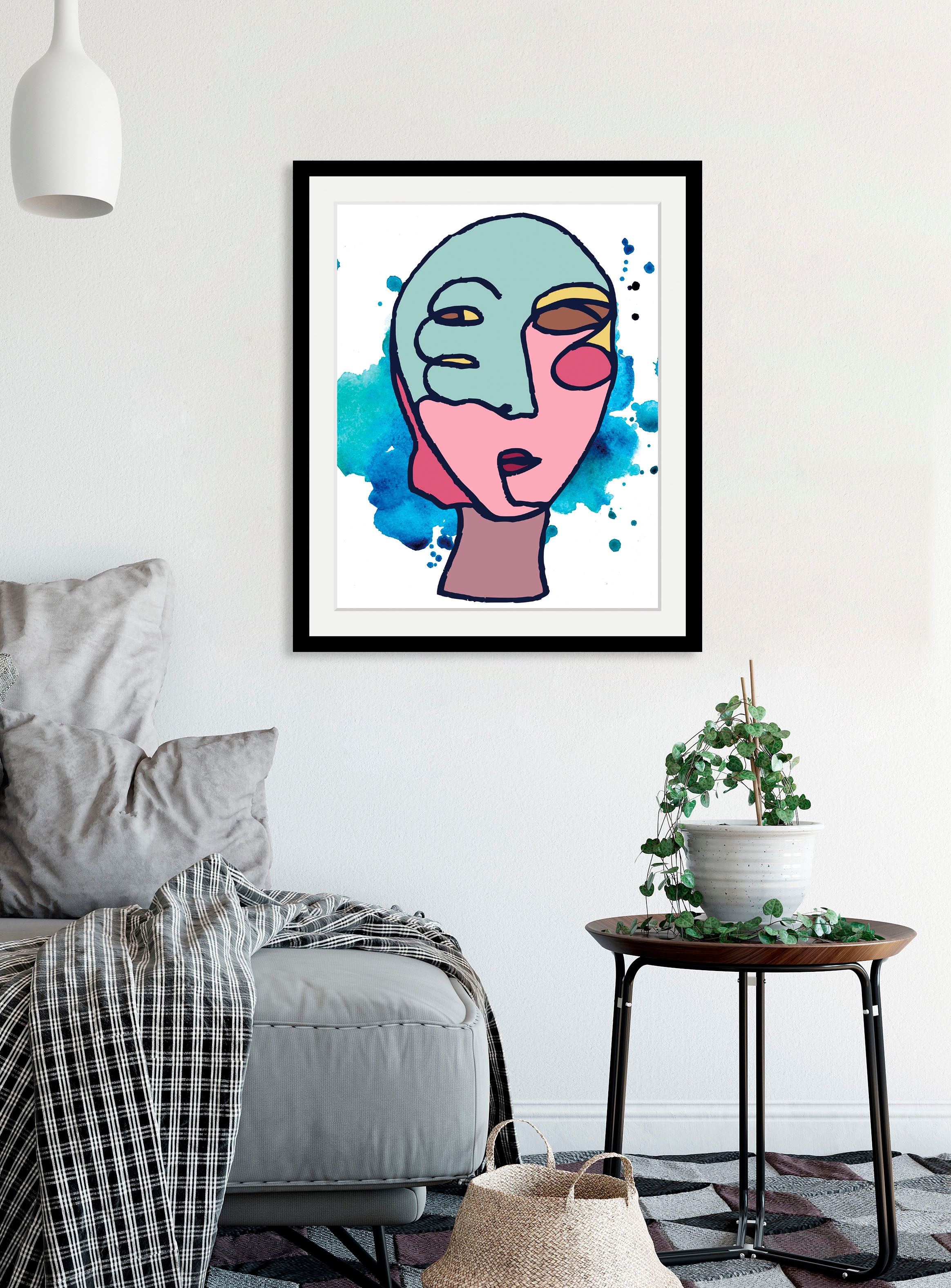 Image of queence Bild "Marlick" Abstrakt Figuren Gesicht Kunst 1 Stk. tlg. HD Premium Poster-Druck inkl. Holzrahmen