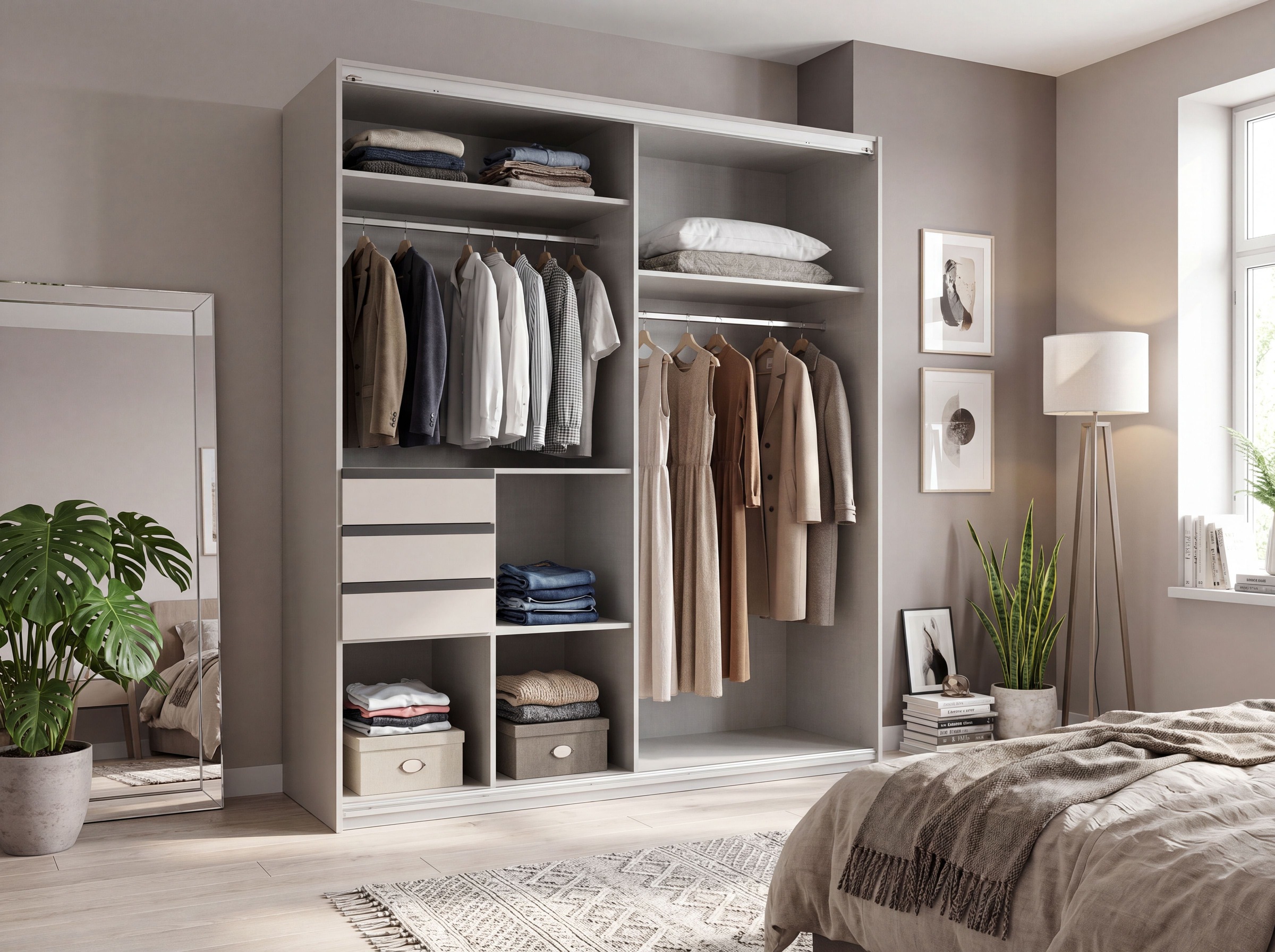 Wimex Schwebetürenschrank "SAIGON in den Breiten 180cm & 225cm, Farbe: Saharagrau" inkl. Spiegel