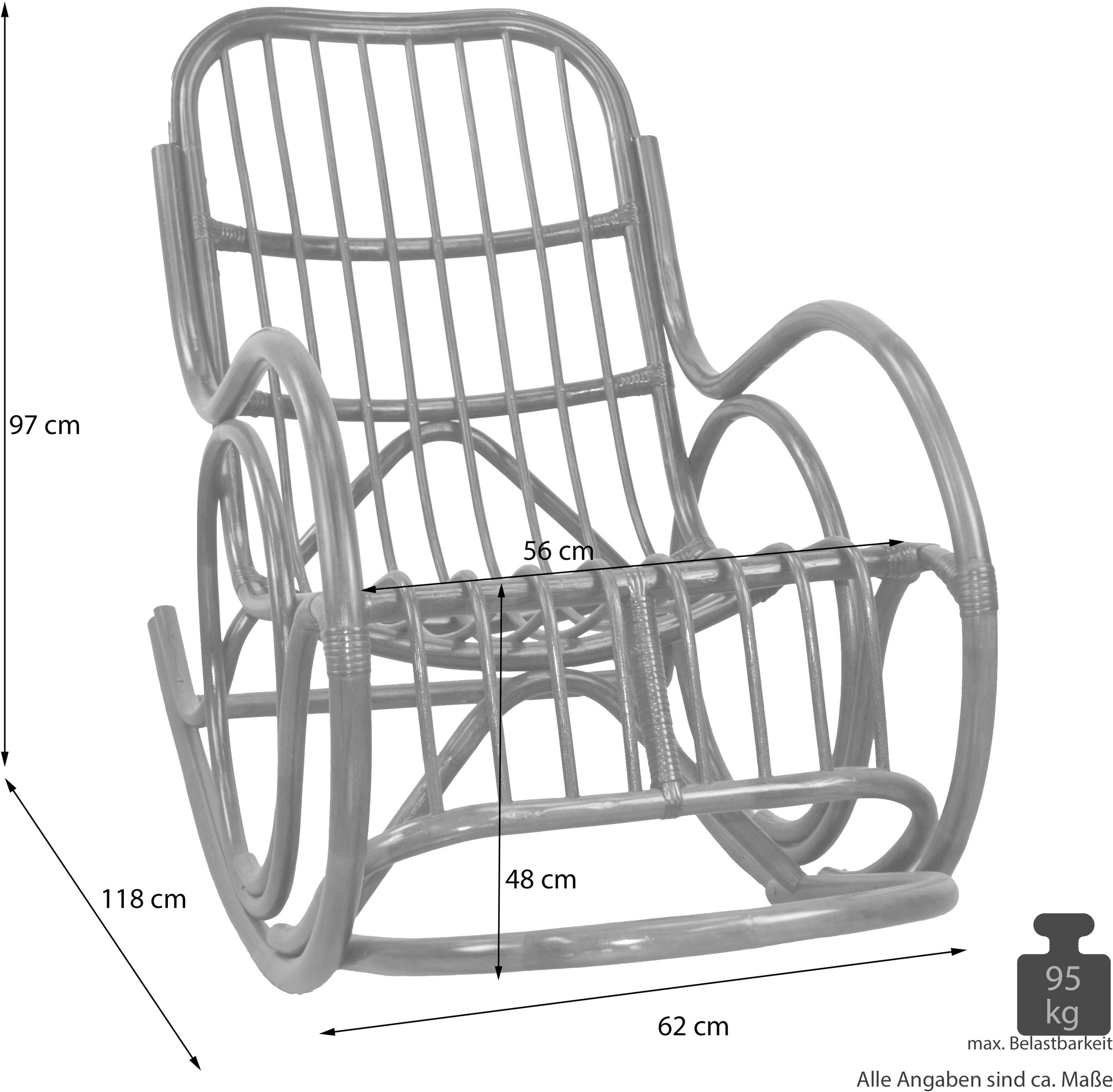 HOFMANN LIVING AND MORE Fauteuil à bascule 1 cuis tlg. Handgeflochten