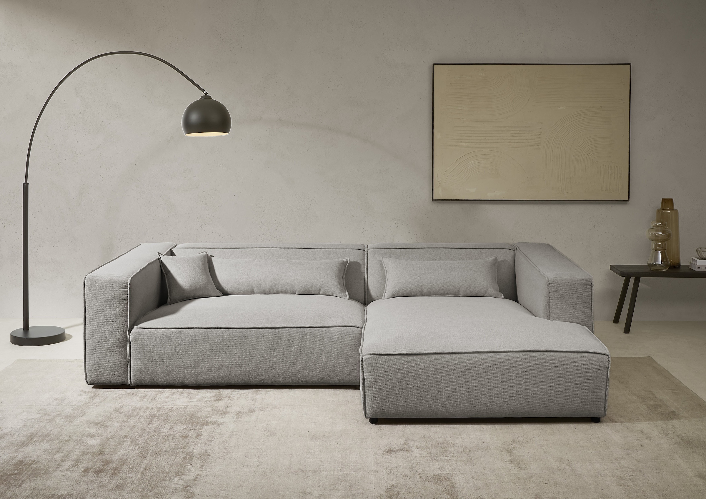 LeGer Home by Lena Gercke Ecksofa »PIARA XXL Strukturstoff, Big-Sofa, L-Form« wahlweise Ottomane rechts/links, Kedernaht, extra tiefe Sitzfläche