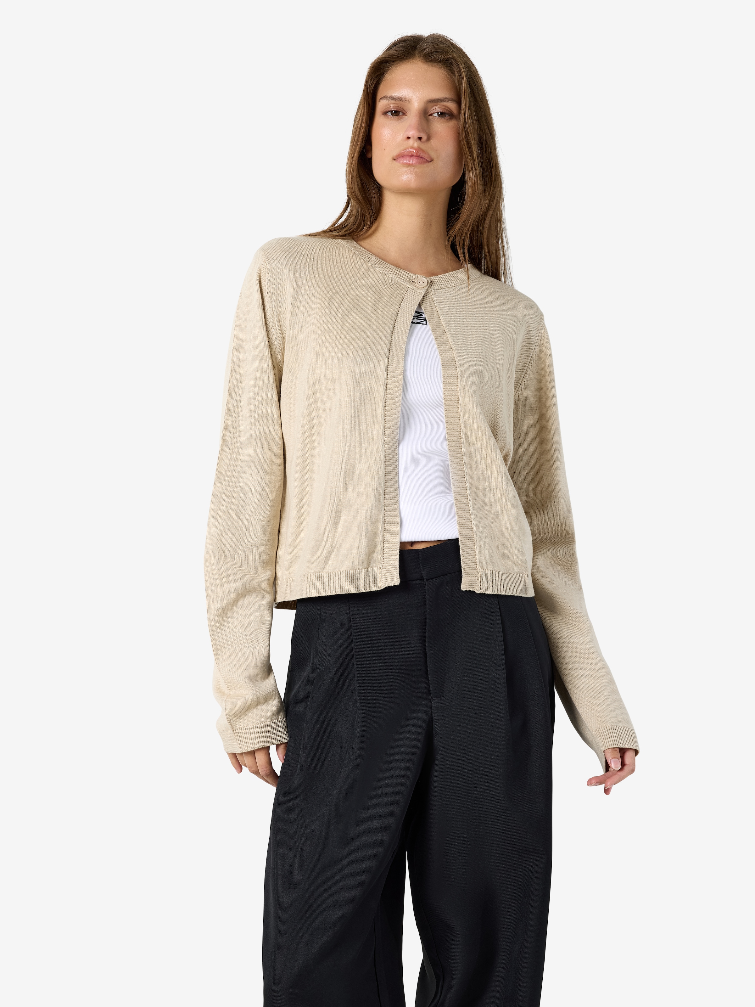 Noisy may Veste en tricot »NMMAYSA L/S O-NECK KNIT CARDIGAN NOOS« mélange coton, coupe régulière