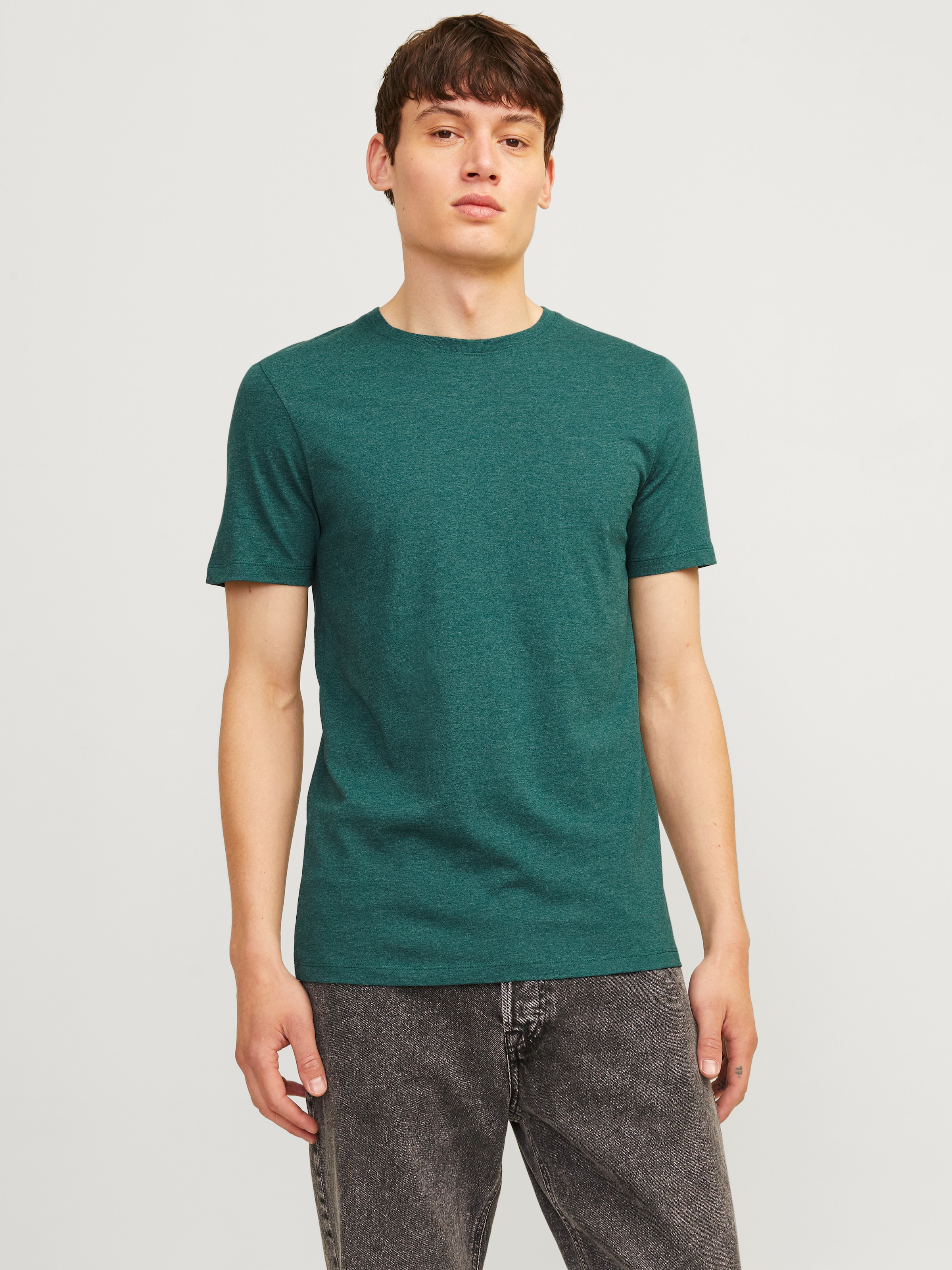 Jack & Jones Shirt à col rond »JJEORGANIC MELANGE TEE SS O-NECK NOOS« mélange coton, coupe régulière