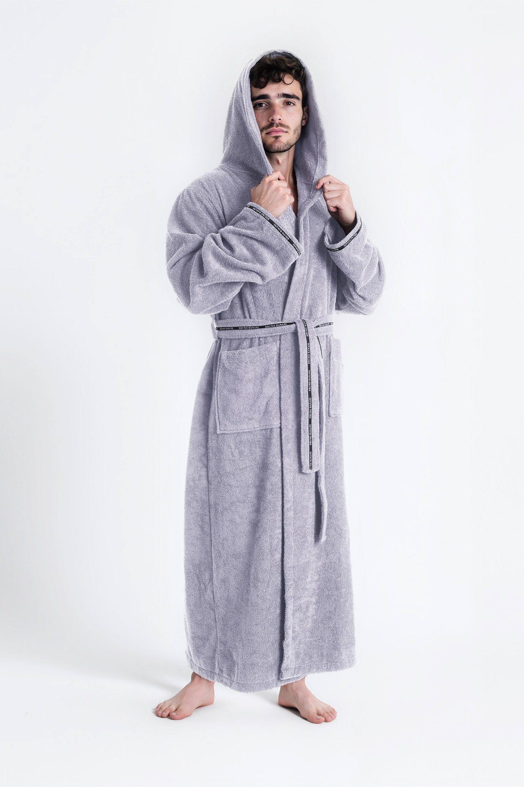 Bruno Banani Herrenbademantel »Danny, Normallänge & Überlänge, auch in extra lang, Hotelbademantel« 1 Stk. tlg., mit Logostreifen, Herren Bademantel aus 100% Baumwolle, S-4XL