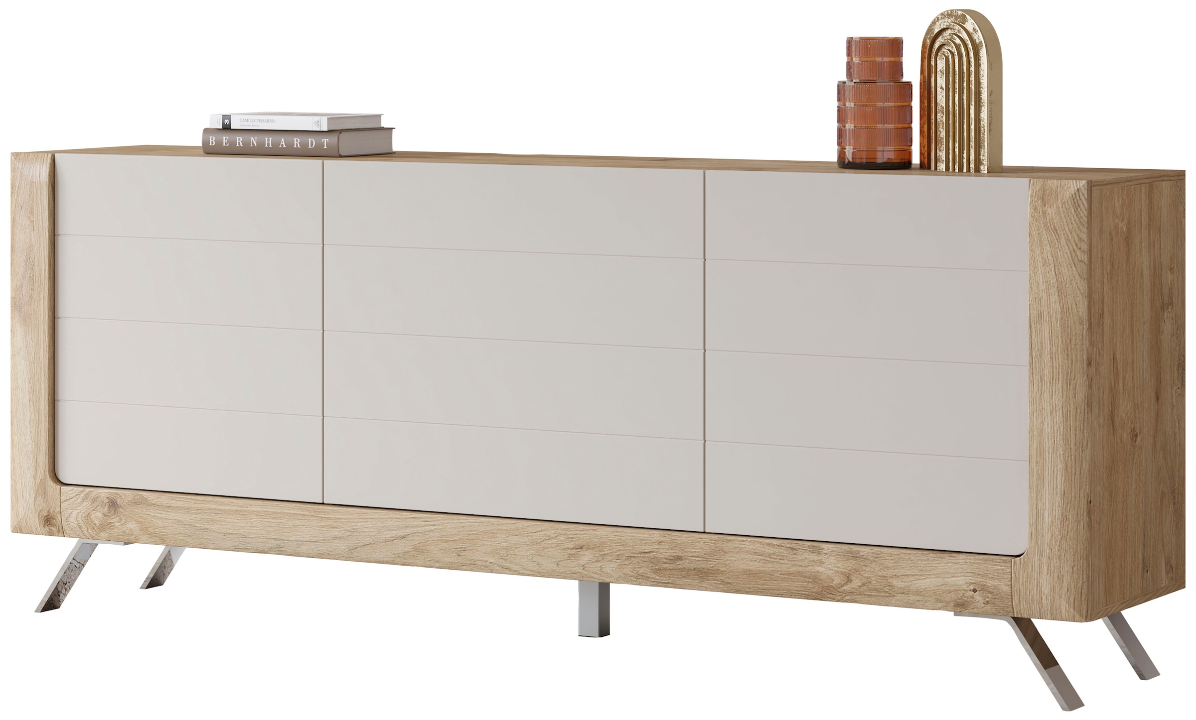 Leonique Sideboard »Kasai«, Breite 199 cm, mit 3 Türen
