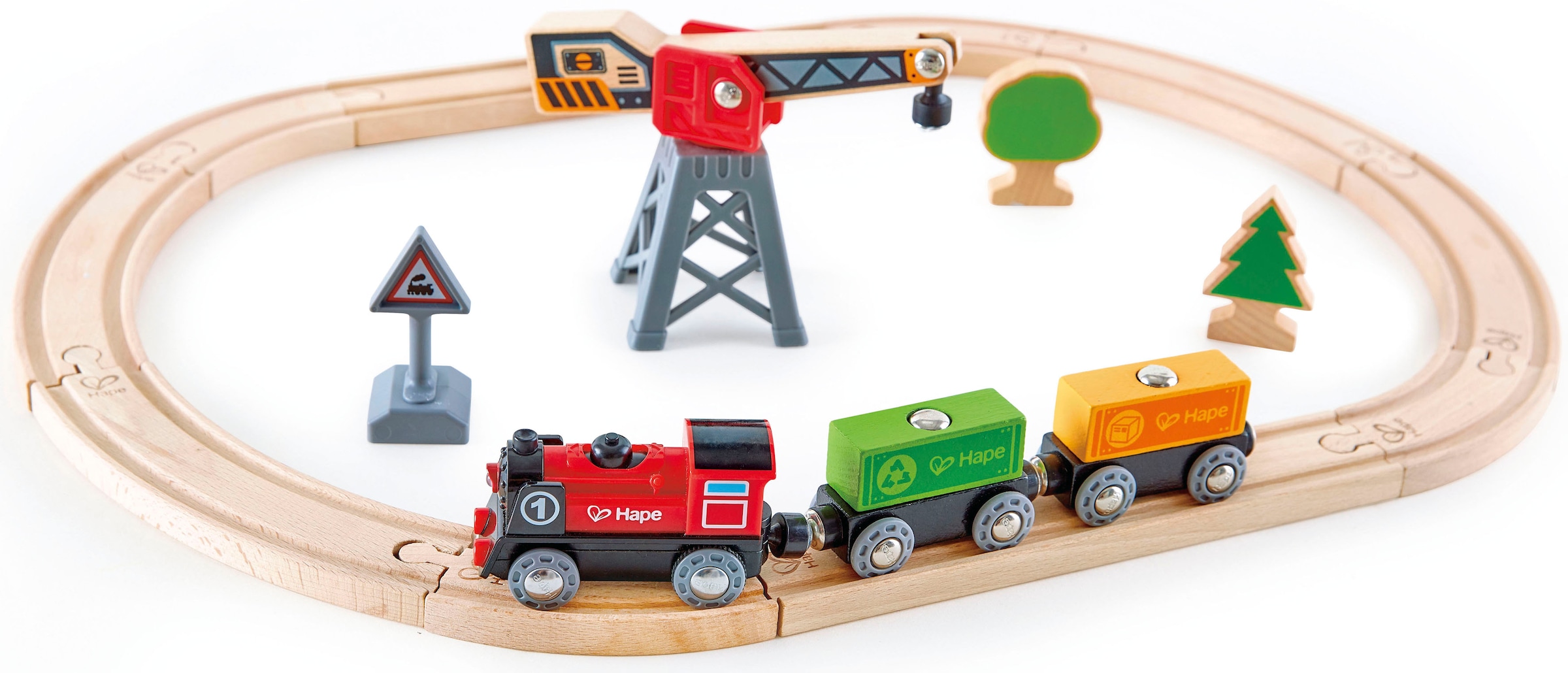 Image of Hape Spielzeug-Eisenbahn "Eisenbahn-Set Fracht"