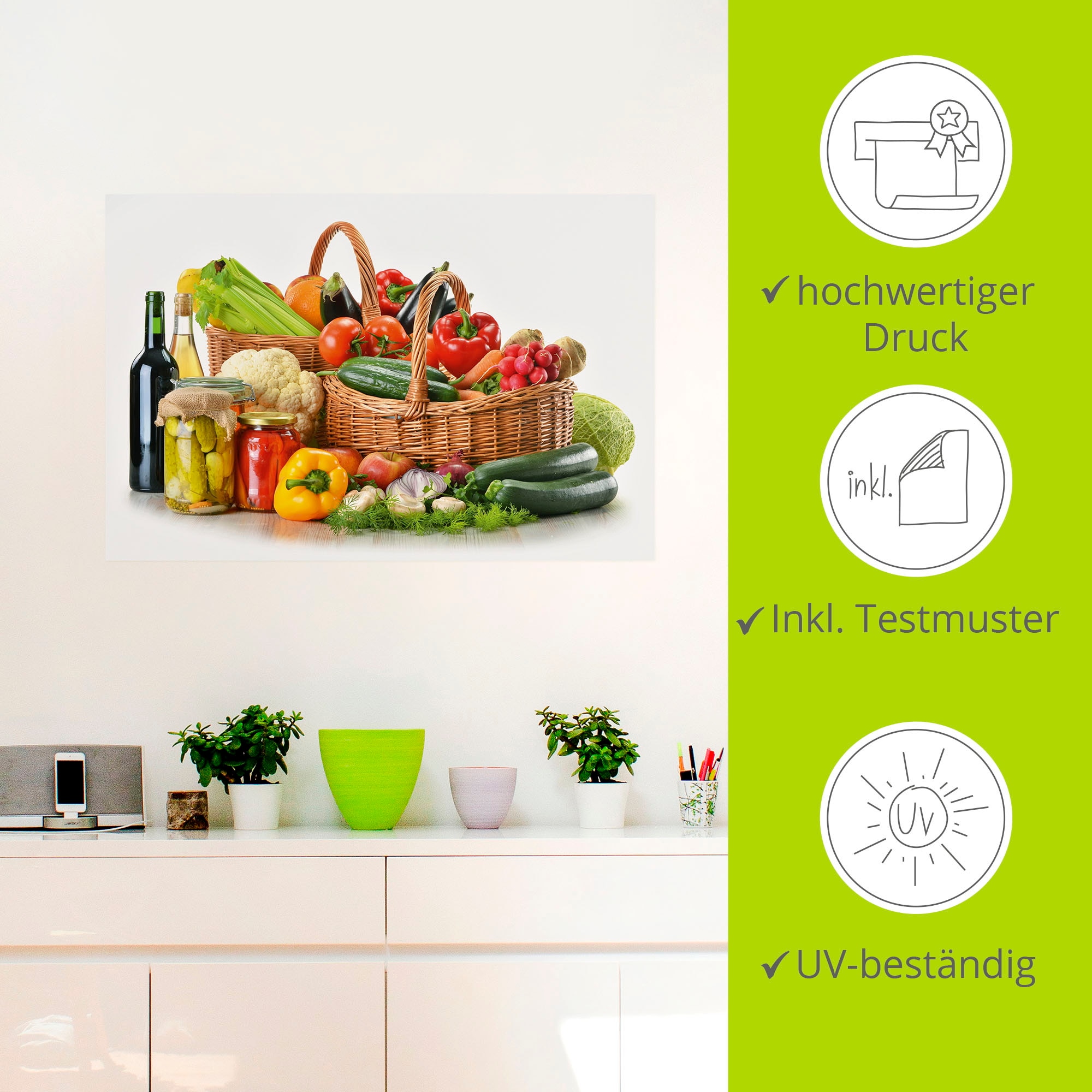 Artland Wandbild »Gemüse Stillleben II«, Lebensmittel, (1 St.), als Poster, Wandaufkleber in verschied. Grössen