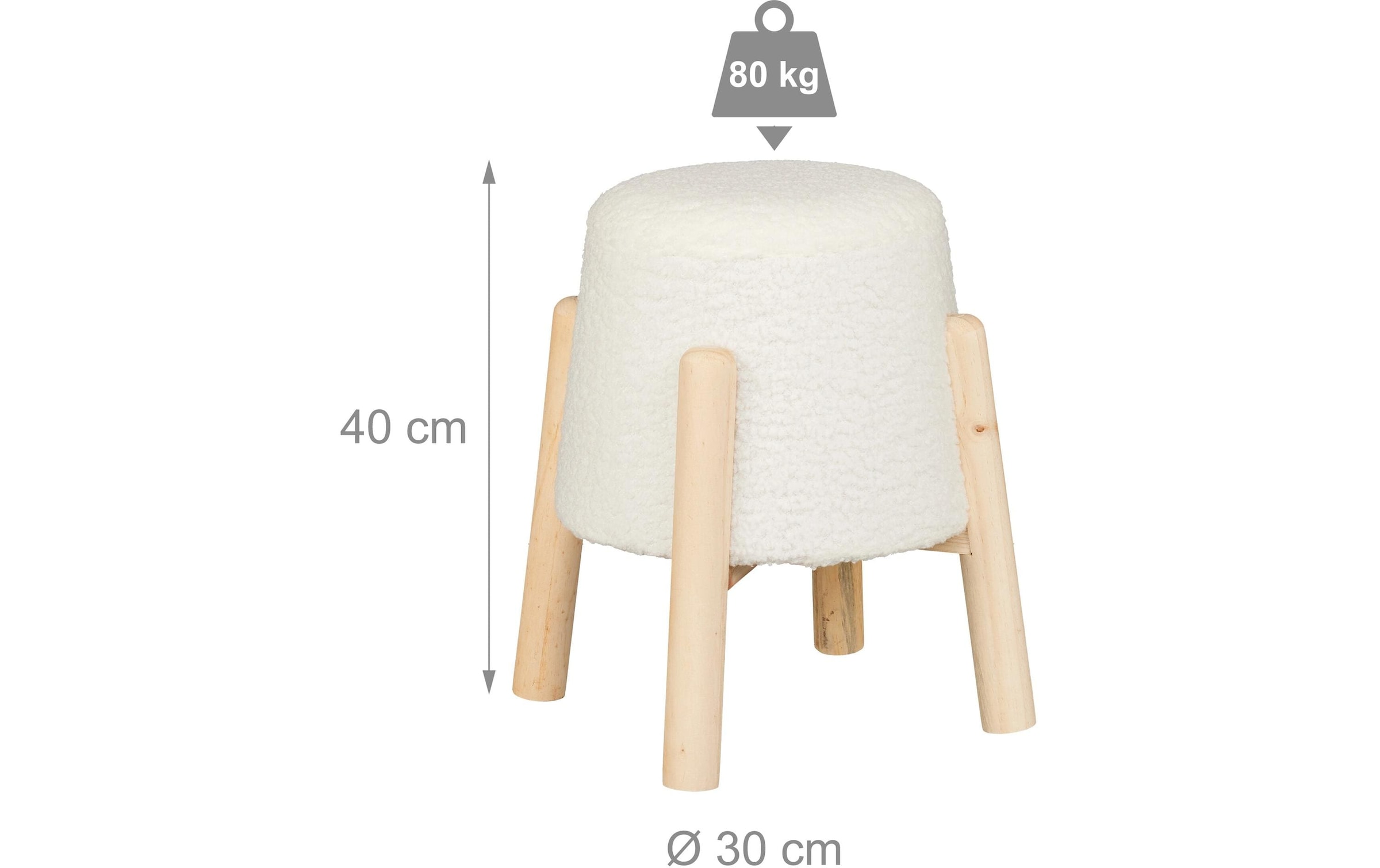 relaxdays Hocker »mit Teddyfell 40 x 30 cm« Sitzhocker