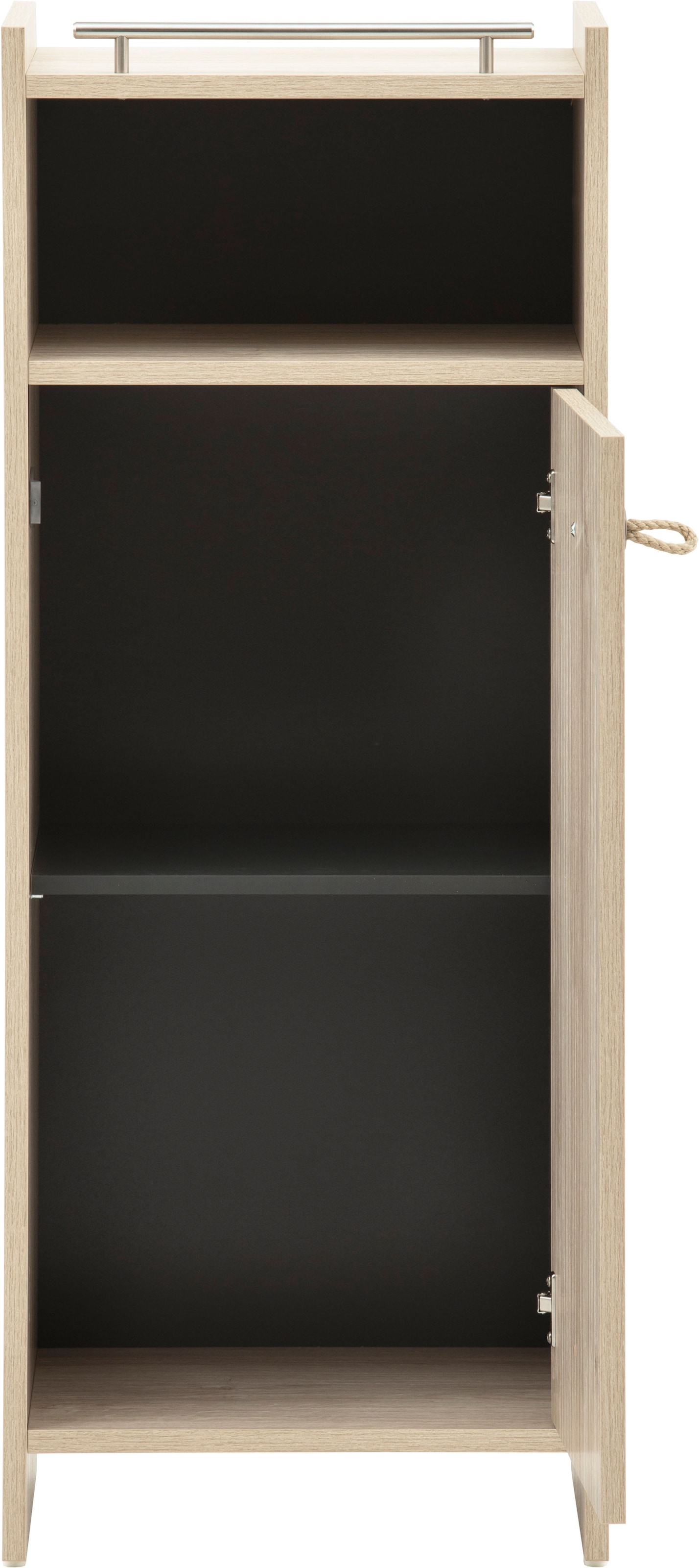 Schildmeyer Armoire intermédiaire »SONDERBY, 1 Tür & 1 offenes Fach, Höhe 104,2 cm, MADE IN GERMANY« 1 cuis tlg. poignées en corde dans un style maritime, FABRIQUÉ EN ALLEMAGNE