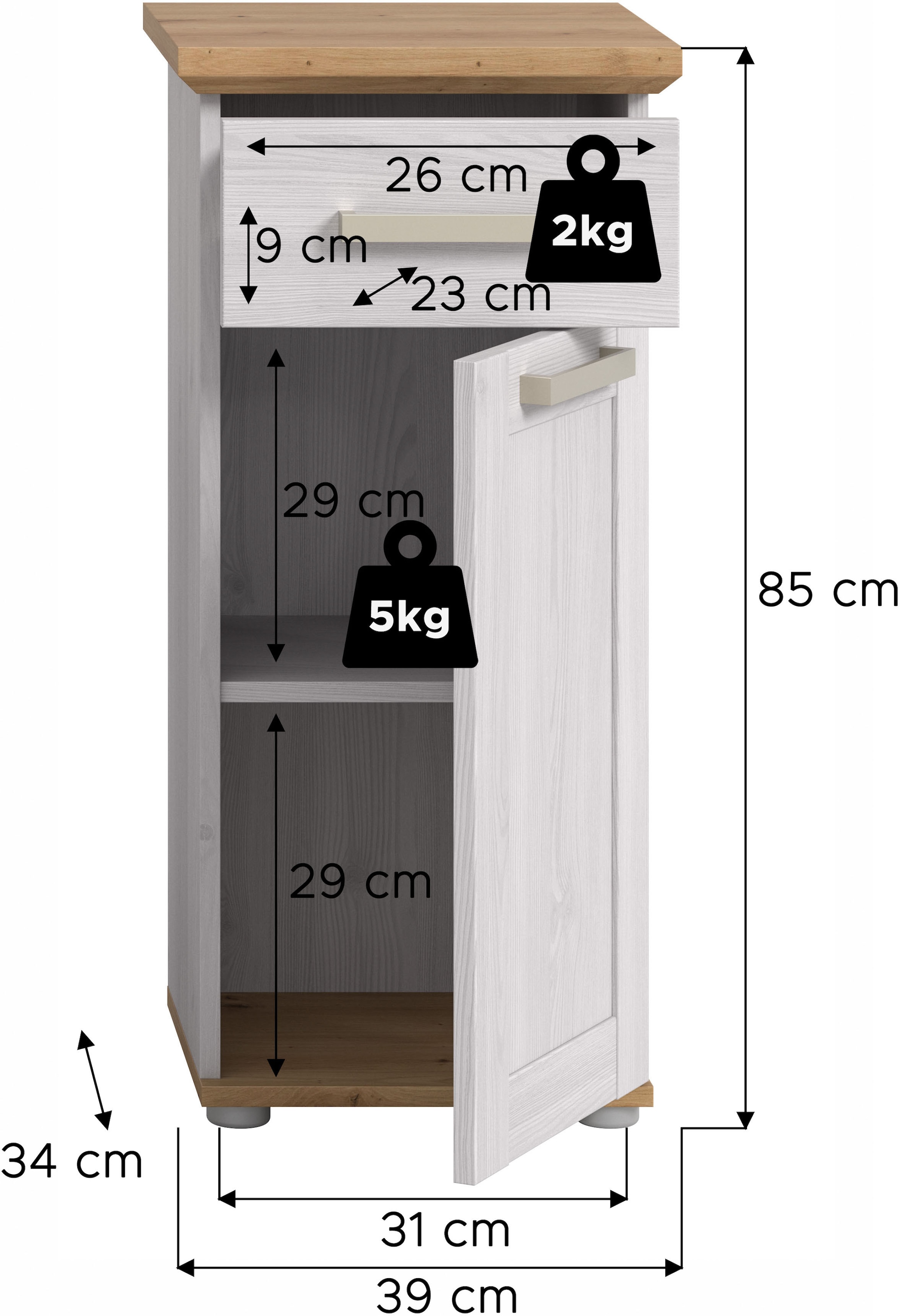 welltime Unterschrank »COSENZA« 1 Stk. tlg. Standschrank, Badezimmerschrank, Bad, Badezimmer