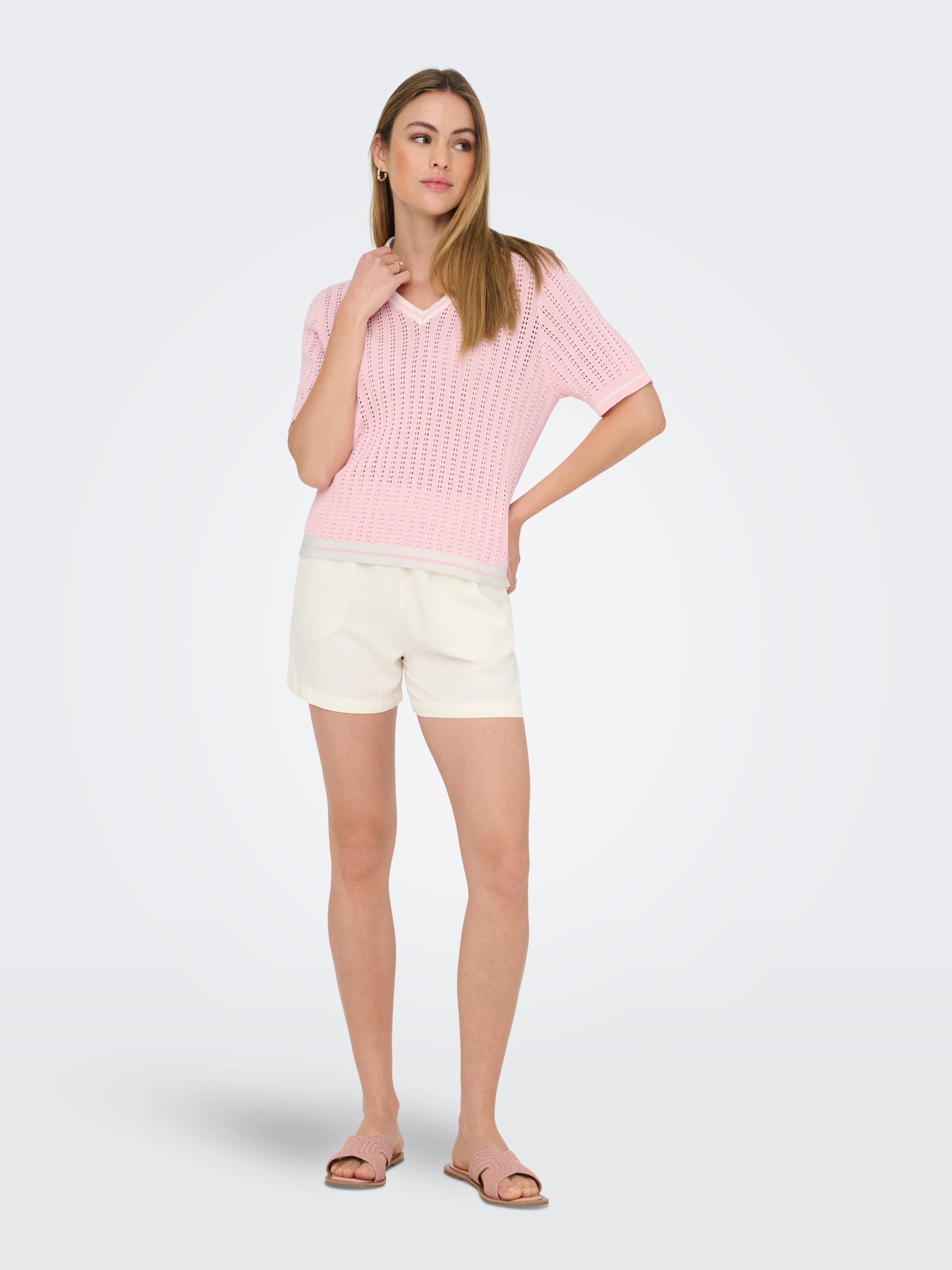 ONLY Pull à col polo »ONLSPORTI SS POLO KNT NOOS« coton, coupe régulière