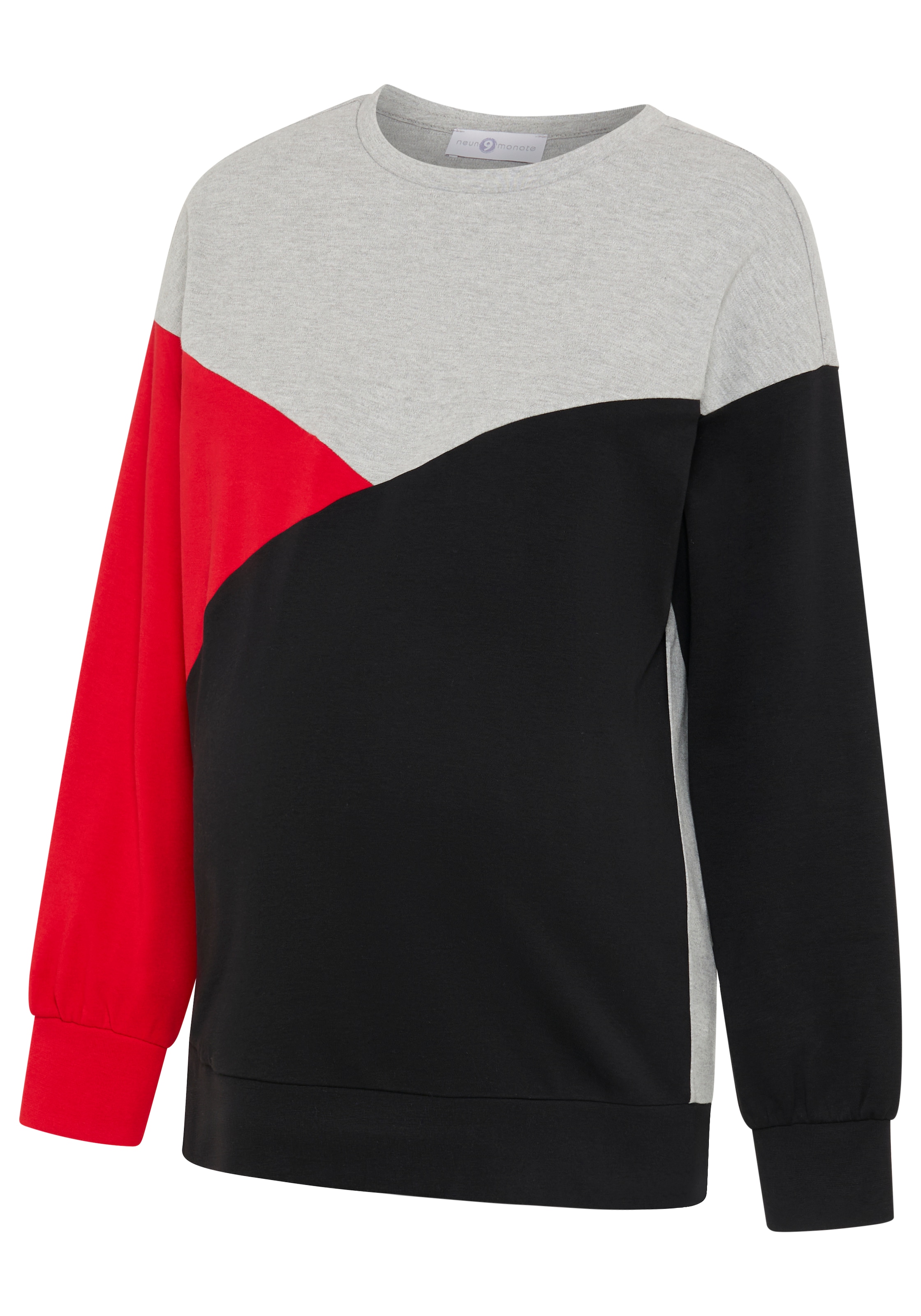 Neun Monate Umstandssweatshirt »Colorblocking Sweat mit Zipper zum Stillen, Umstands- und Stillshirt«, Langarm, aus Jersey-Material, aus Baumwolle mit Viskose-Einsatz
