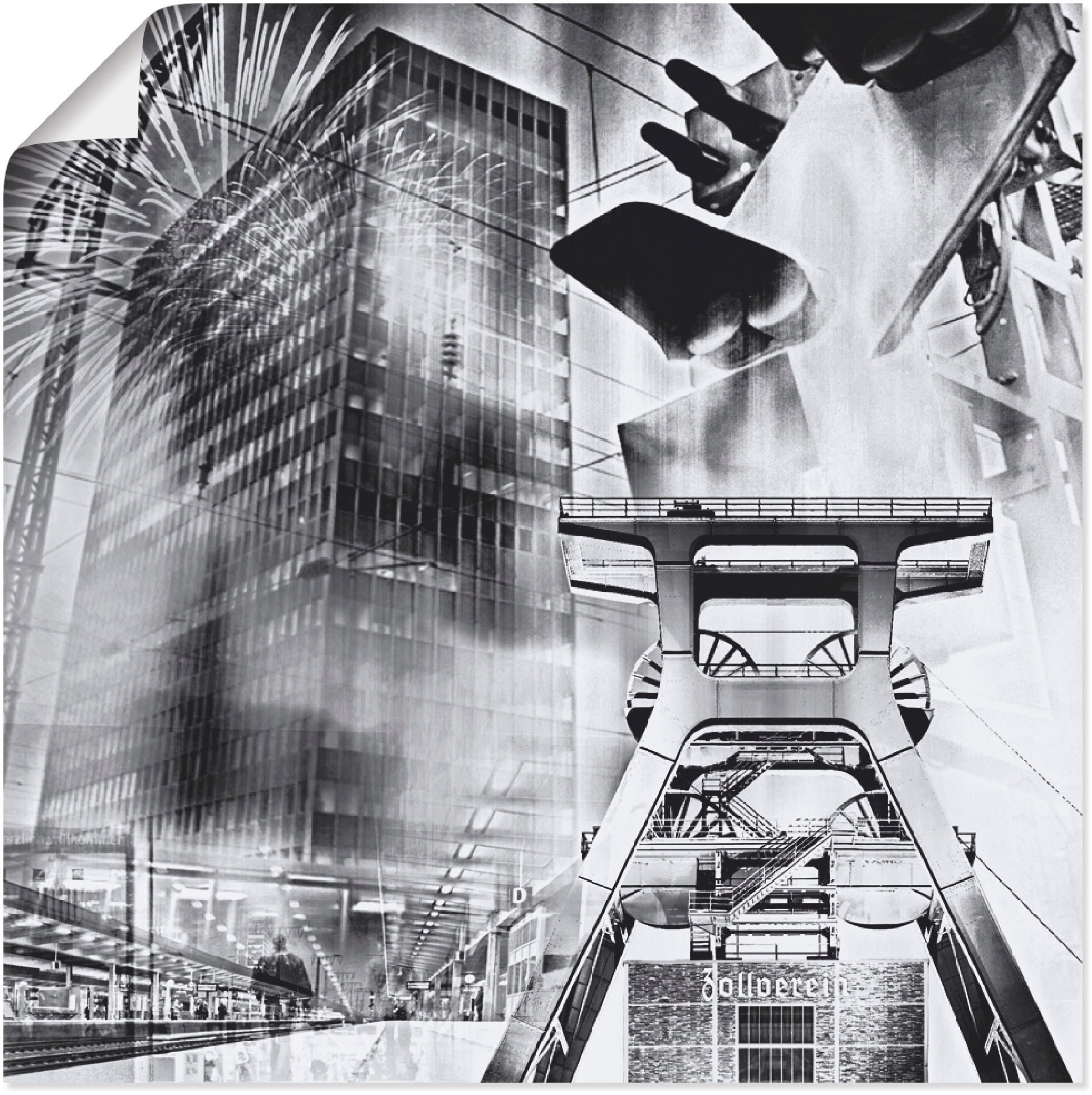 Image of Artland Wandbild "Essen Skyline Abstrakte Collage" Architektonische Elemente 1 Stk. tlg. als Leinwandbild, Poster in verschied. Grössen