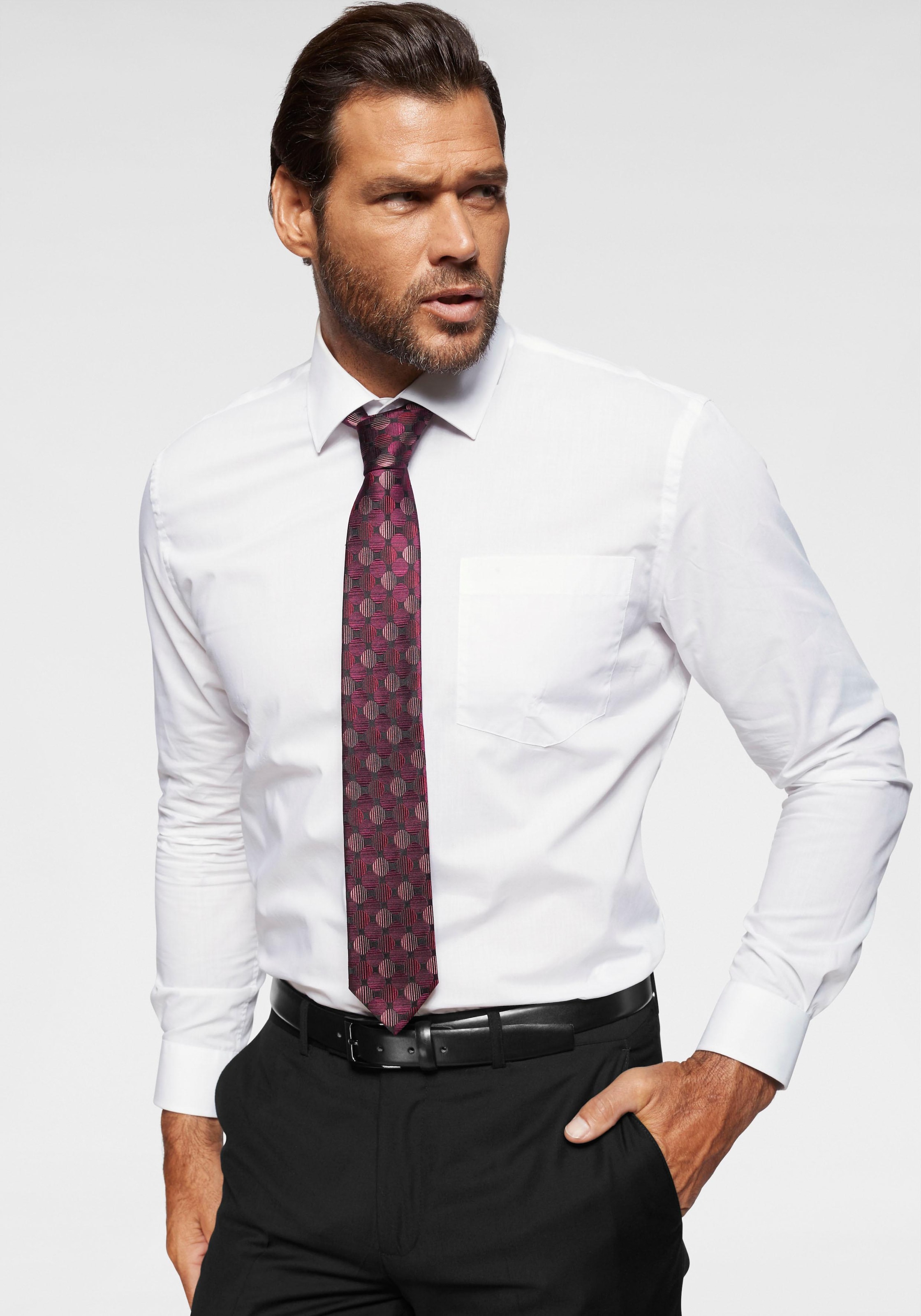 Image of Mans World Langarmhemd mit Kentkragen, normale Passform, aus Baumwolle und Polyester
